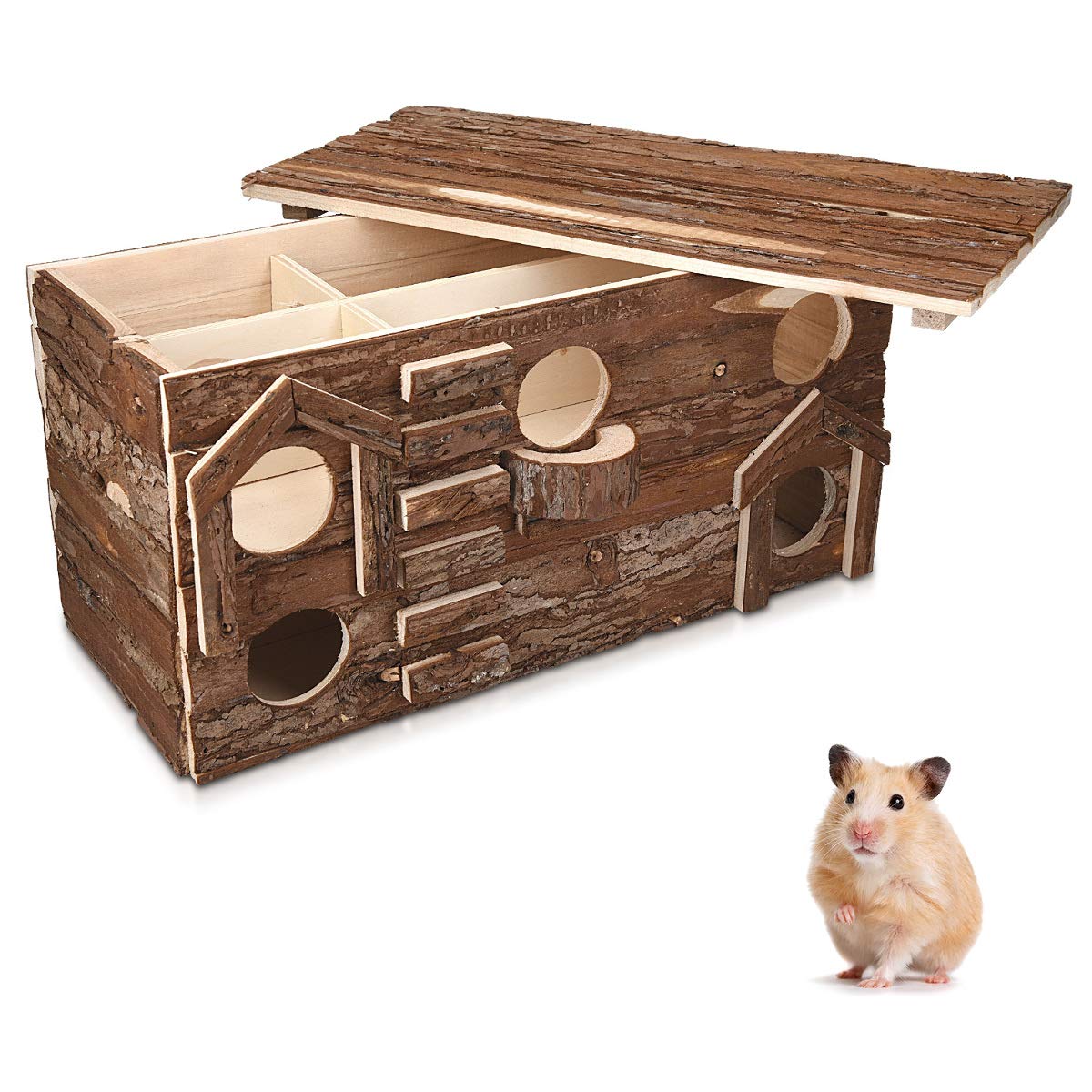 navaris-living-hamsterhaus-holz-2-etagen-labyrinth image 1