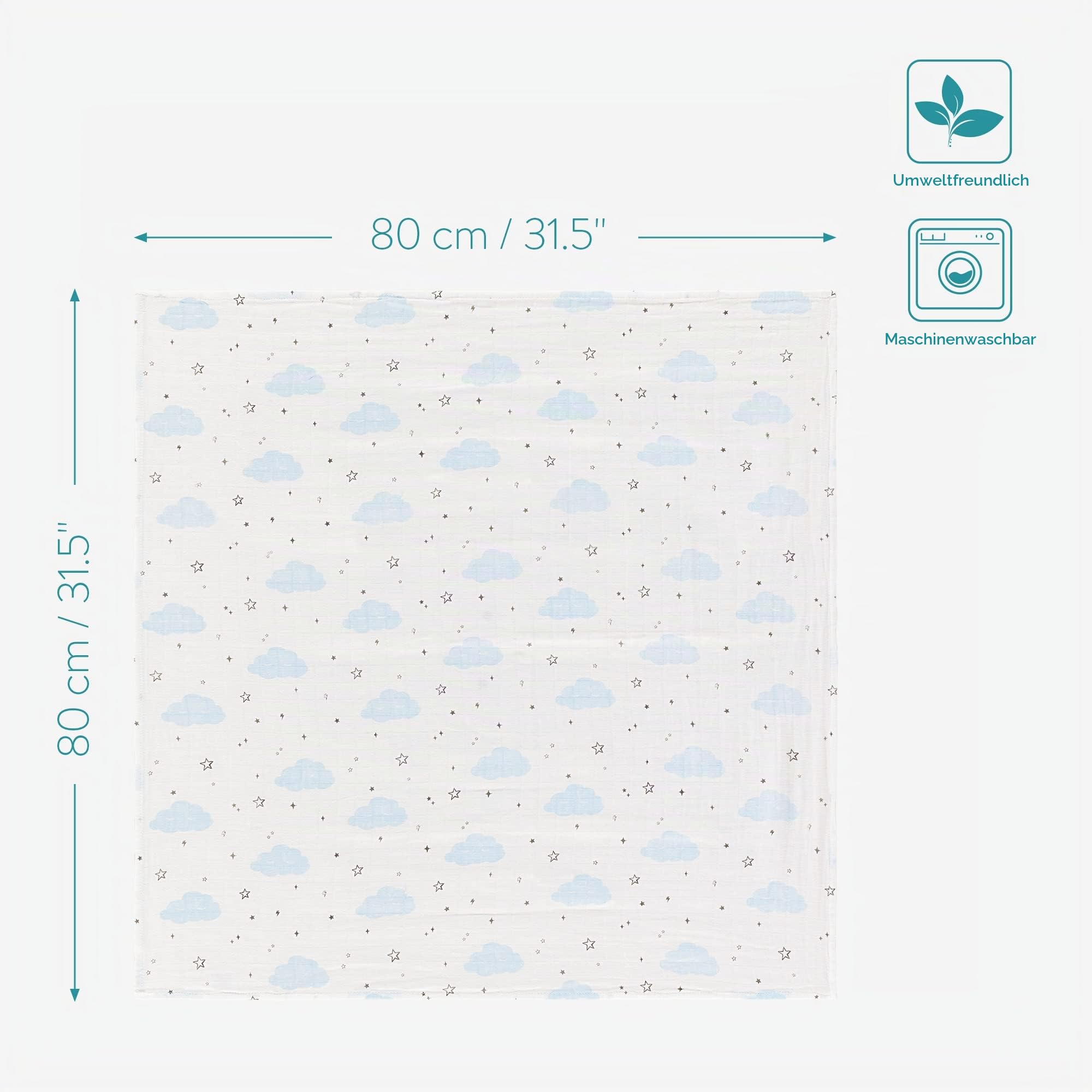 navaris-children-mullwindeln-4er-set-80x80-cm-wei-blau-viskose image 4
