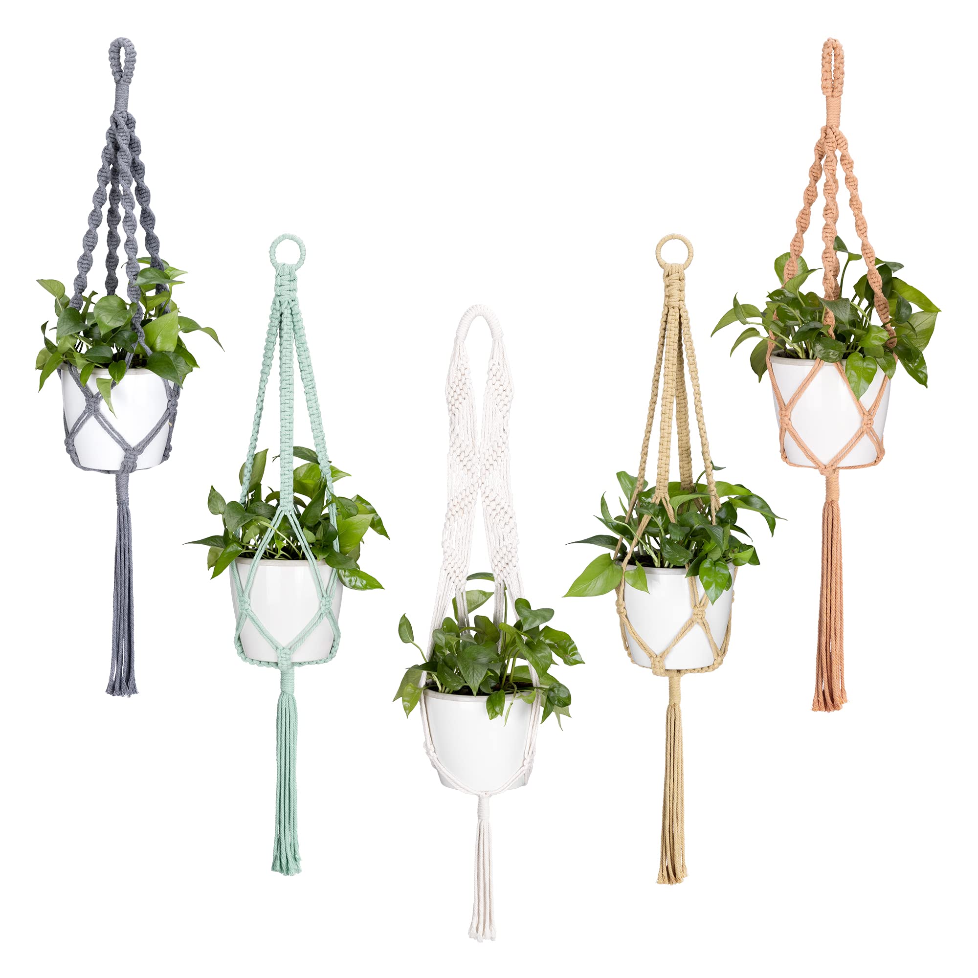 navaris-garden-makramee-blumenampel-5er-set-100-cm-baumwolle image 7
