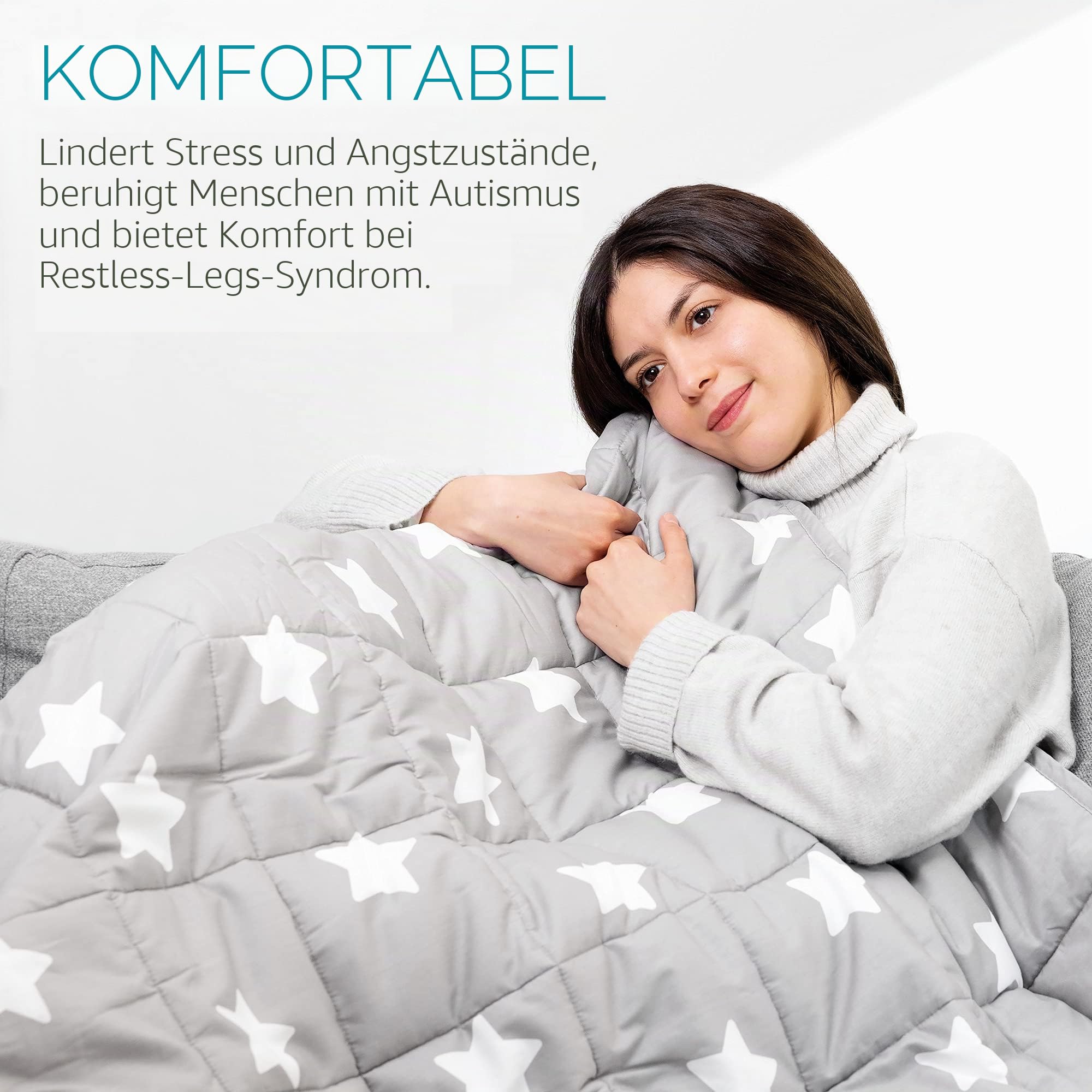 navaris-living-gewichtsdecke-135x200-4-8kg-baumwolle-sterne image 3