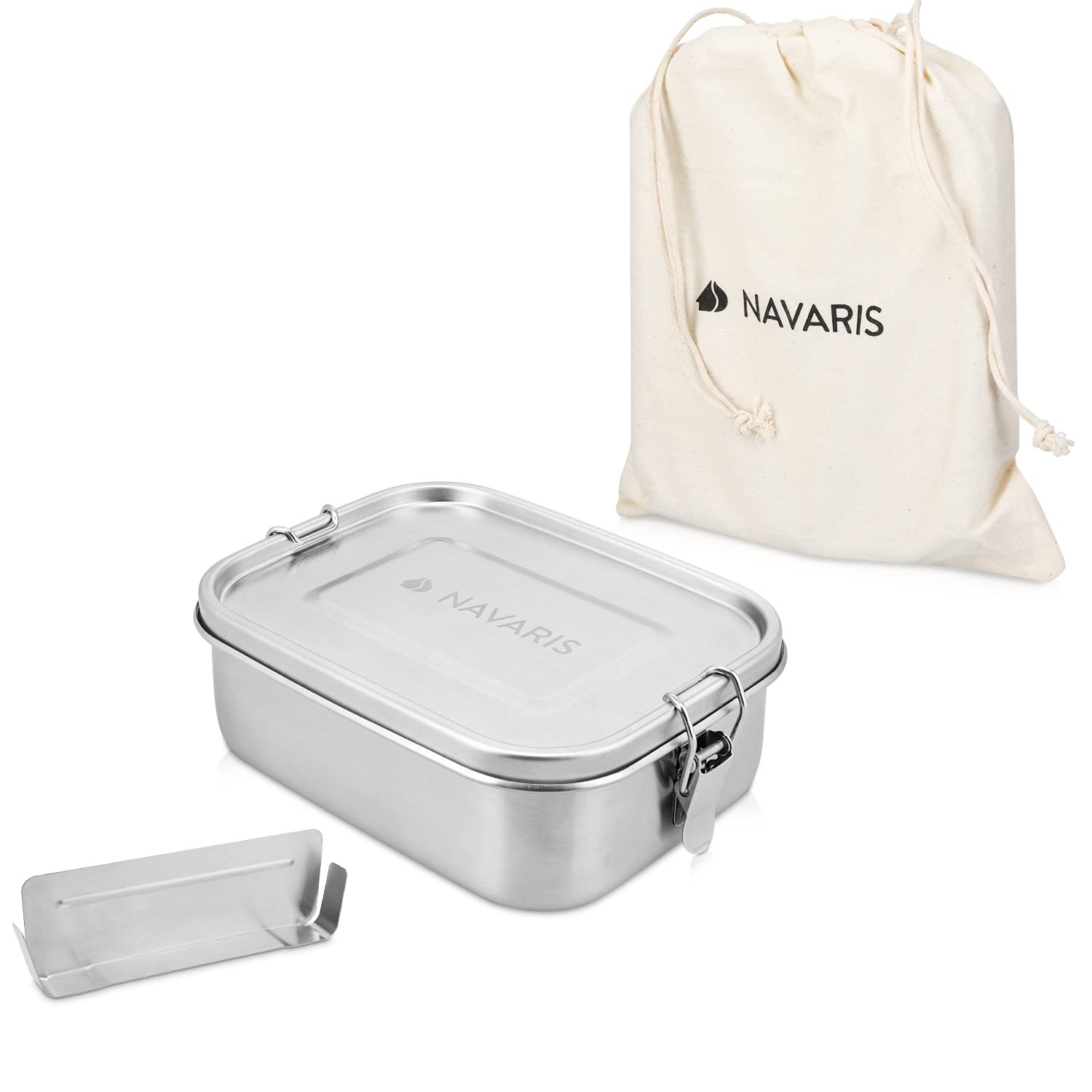 navaris-kitchen-brotdose-edelstahl-800-ml-auslaufsicher-mit-trenner image 1