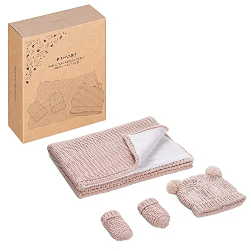 navaris-baby-geschenkset-strickdecke-mit-m-tze-wei-hellbraun image 7