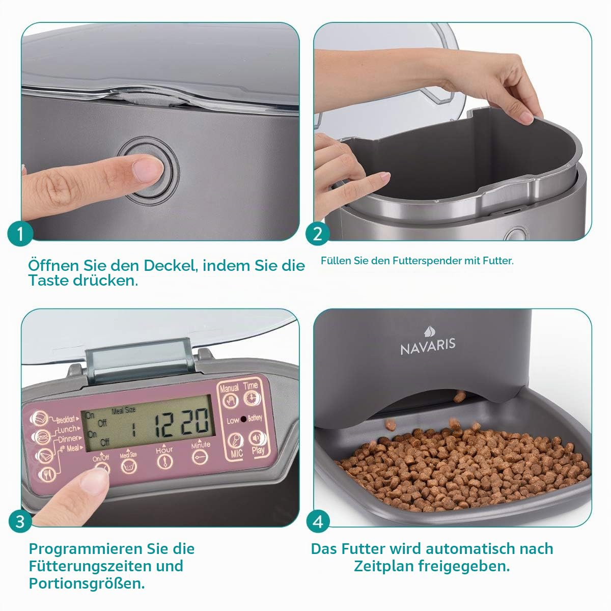 navaris-animals-futterautomat-6l-futterspender-timer-trockenfutter image 4