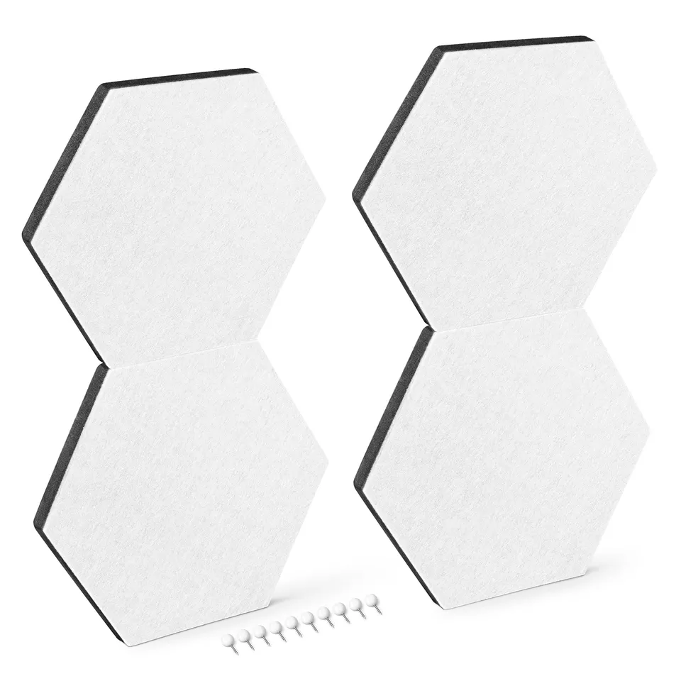 navaris-filz-memoboards-4er-sechseckig-wei-20x17-cm image 1