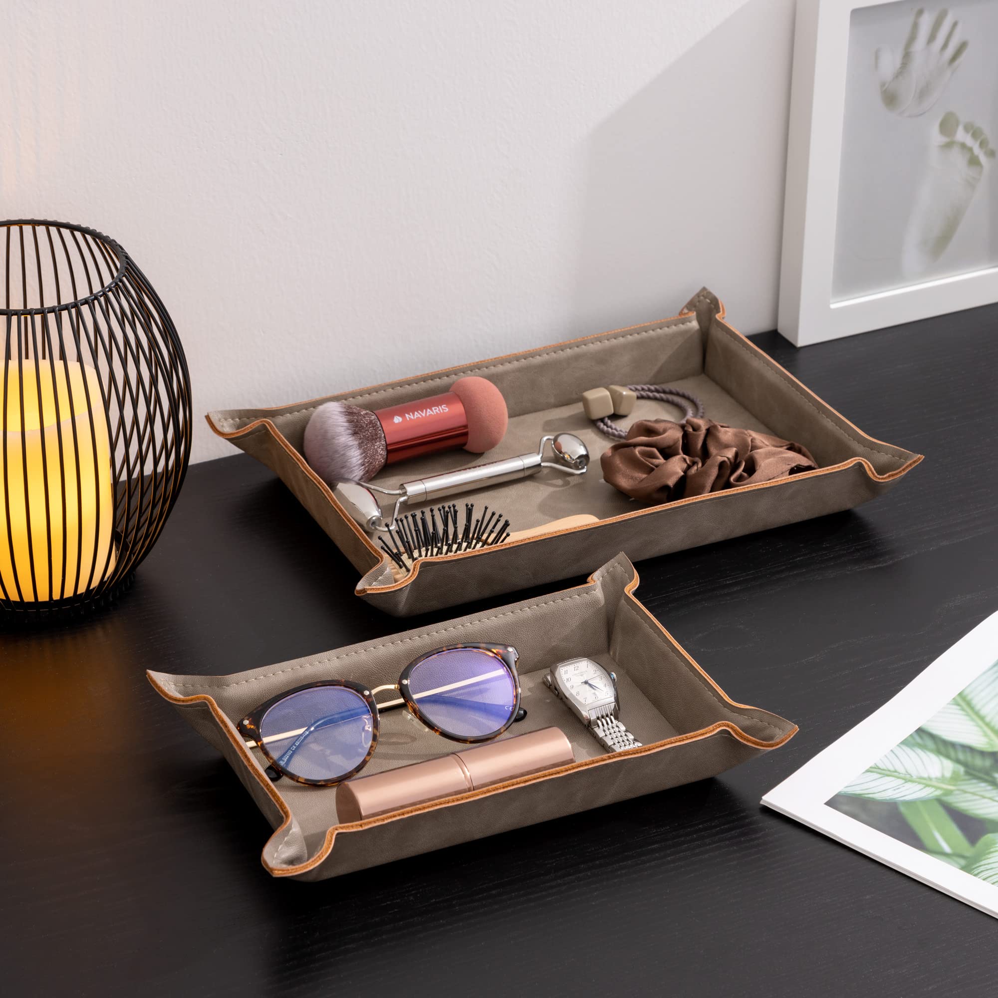 navaris-office-hobby-lederschale-2er-set-grau-kunstleder image 2