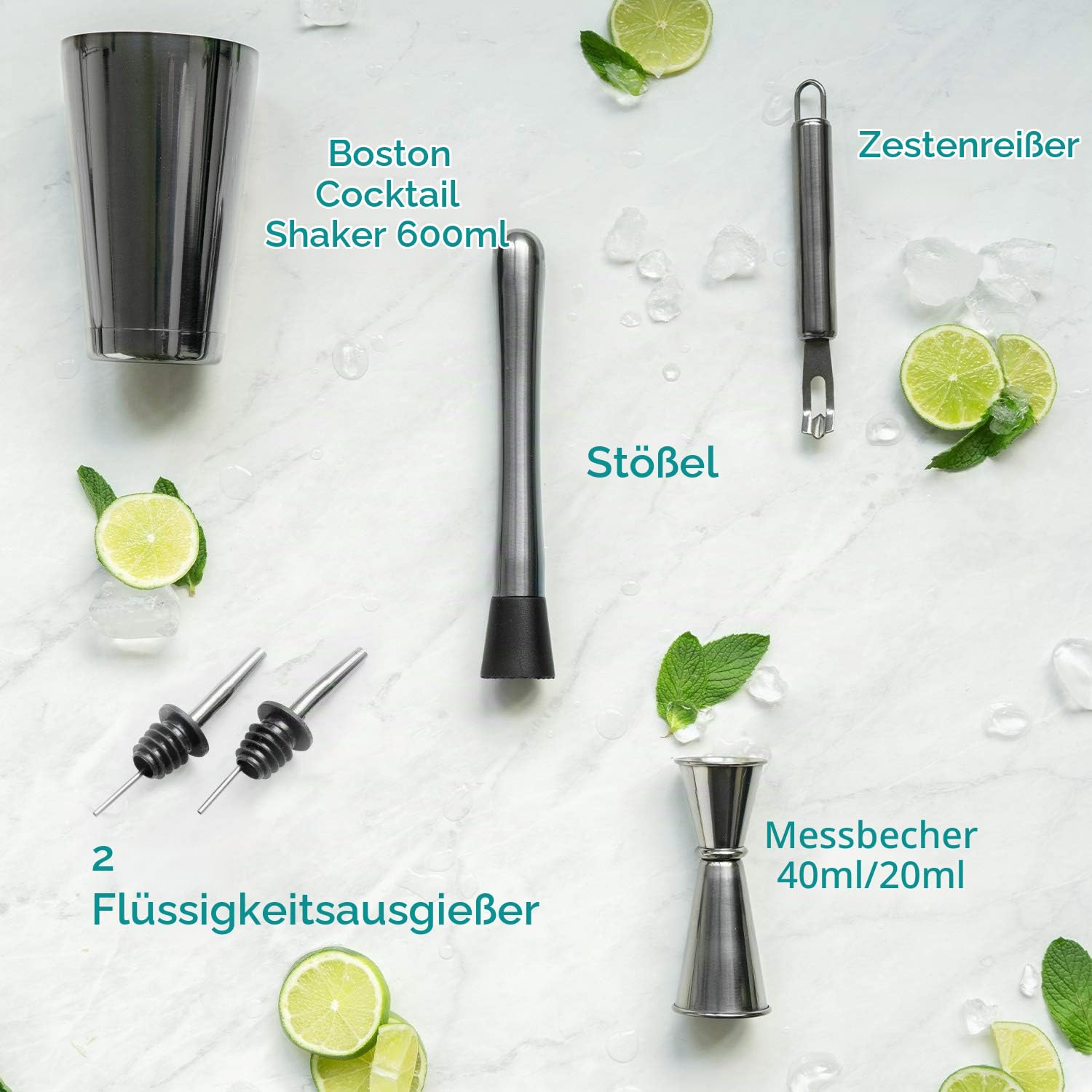 navaris-cocktailset-11-teilig-shaker-edelstahl-dunkelgrau image 6
