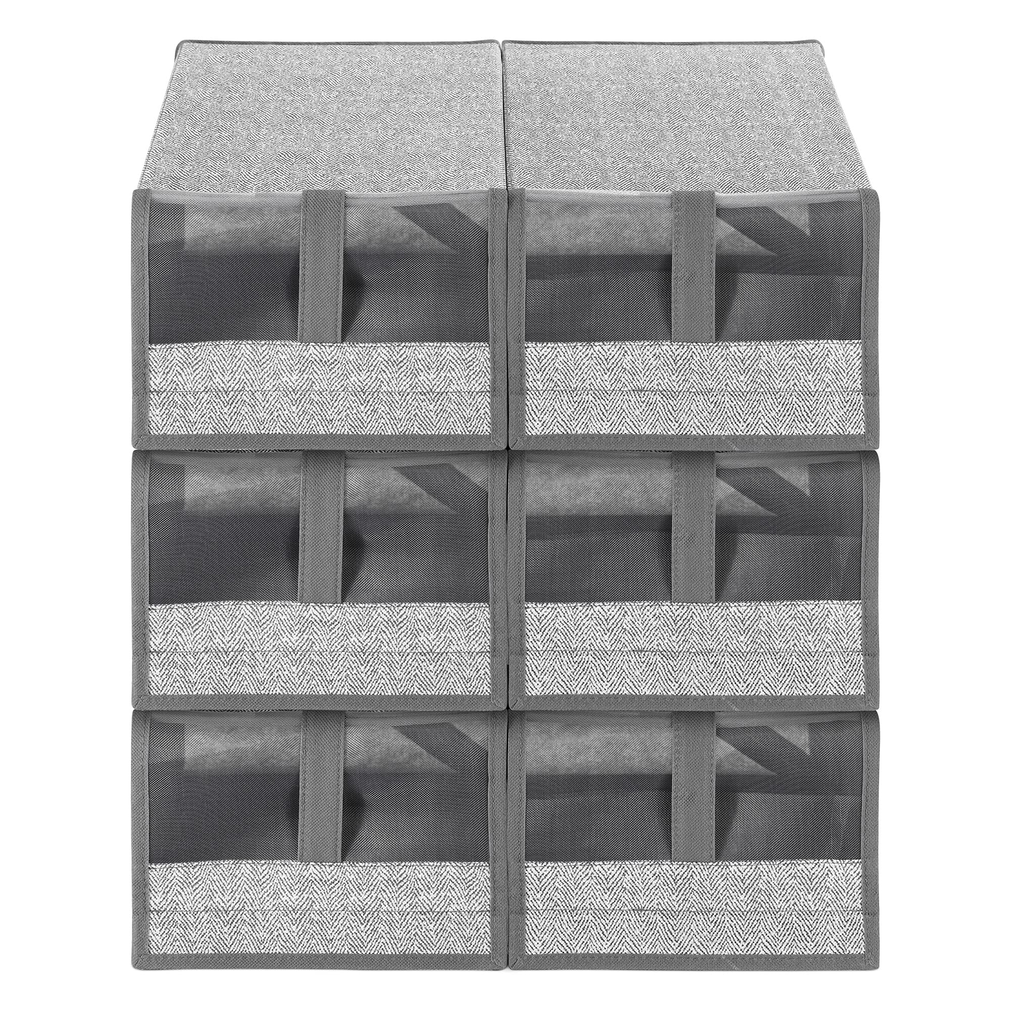 navaris-living-schuhbox-6er-set-grau-stapelbar-34x22x16 image 7