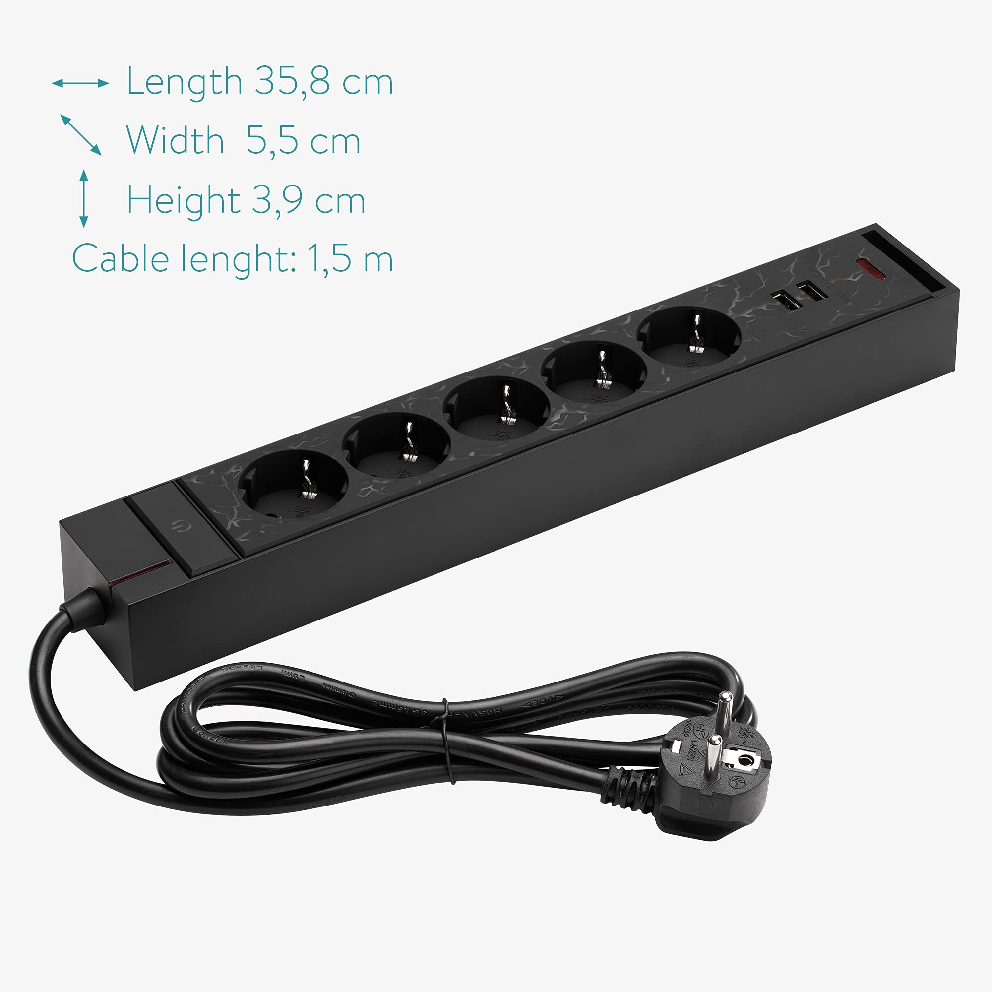 navaris-lighting-steckdosenleiste-5-fach-led-usb-schwarz image 6