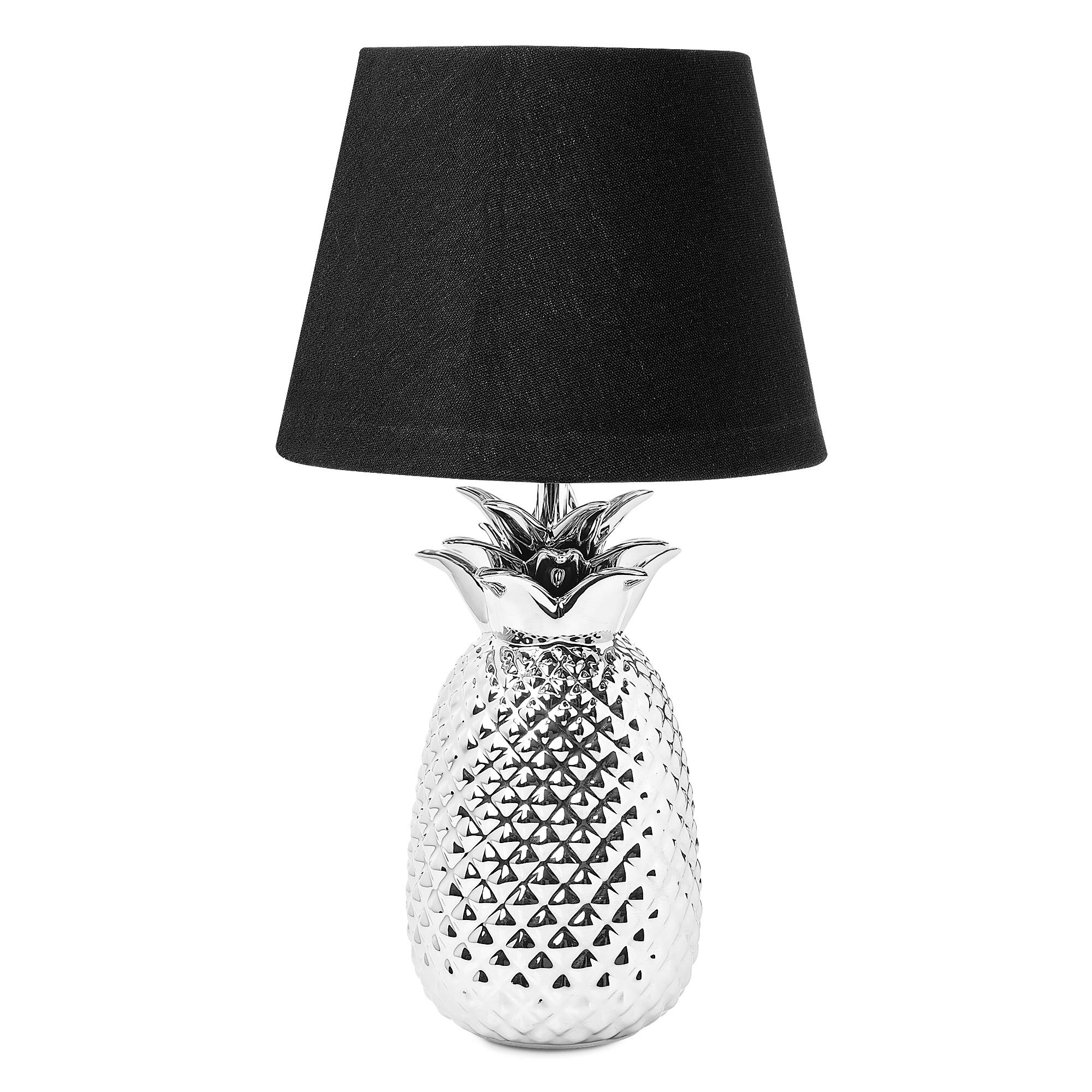 navaris-ananas-tischlampe-40cm-keramik-e27-silber-schwarz image 7