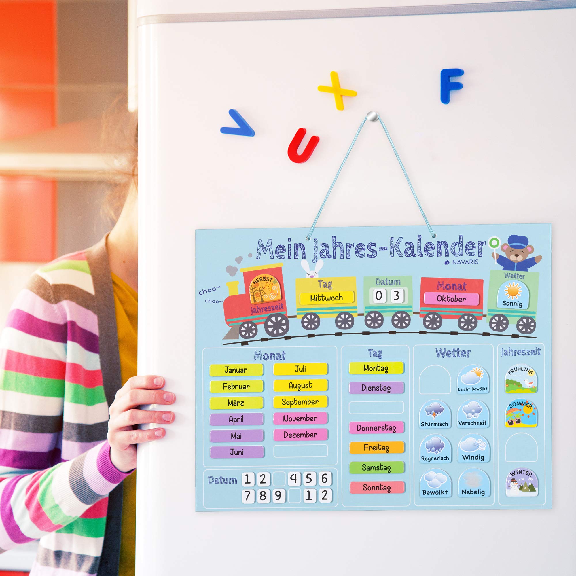 navaris-kitchen-kinderkalender-magnettafel-blau-deutsch-magnetisch image 2