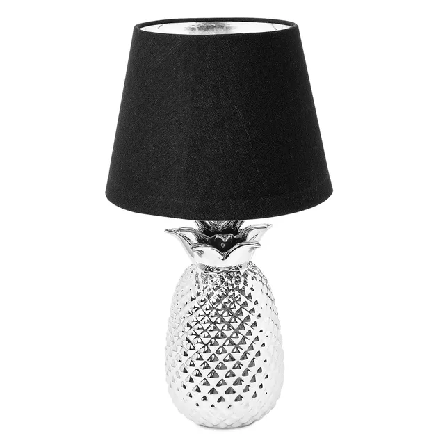 navaris-ananas-tischlampe-40cm-keramik-e27-silber-schwarz image 1