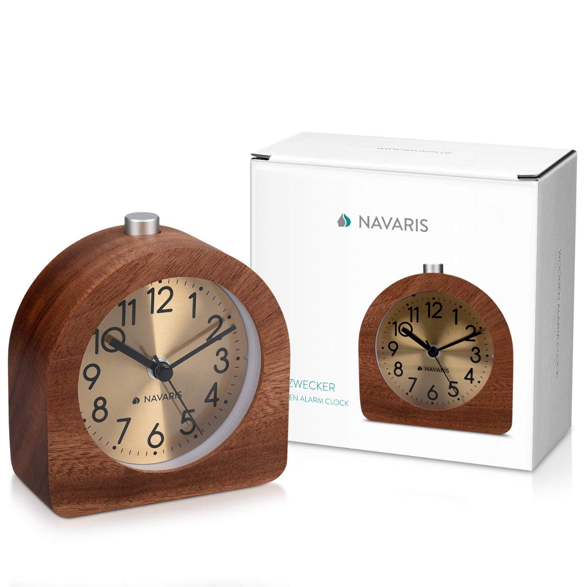 navaris-holzwecker-analog-dunkelbraun-lautlos-mit-snooze-licht image 7