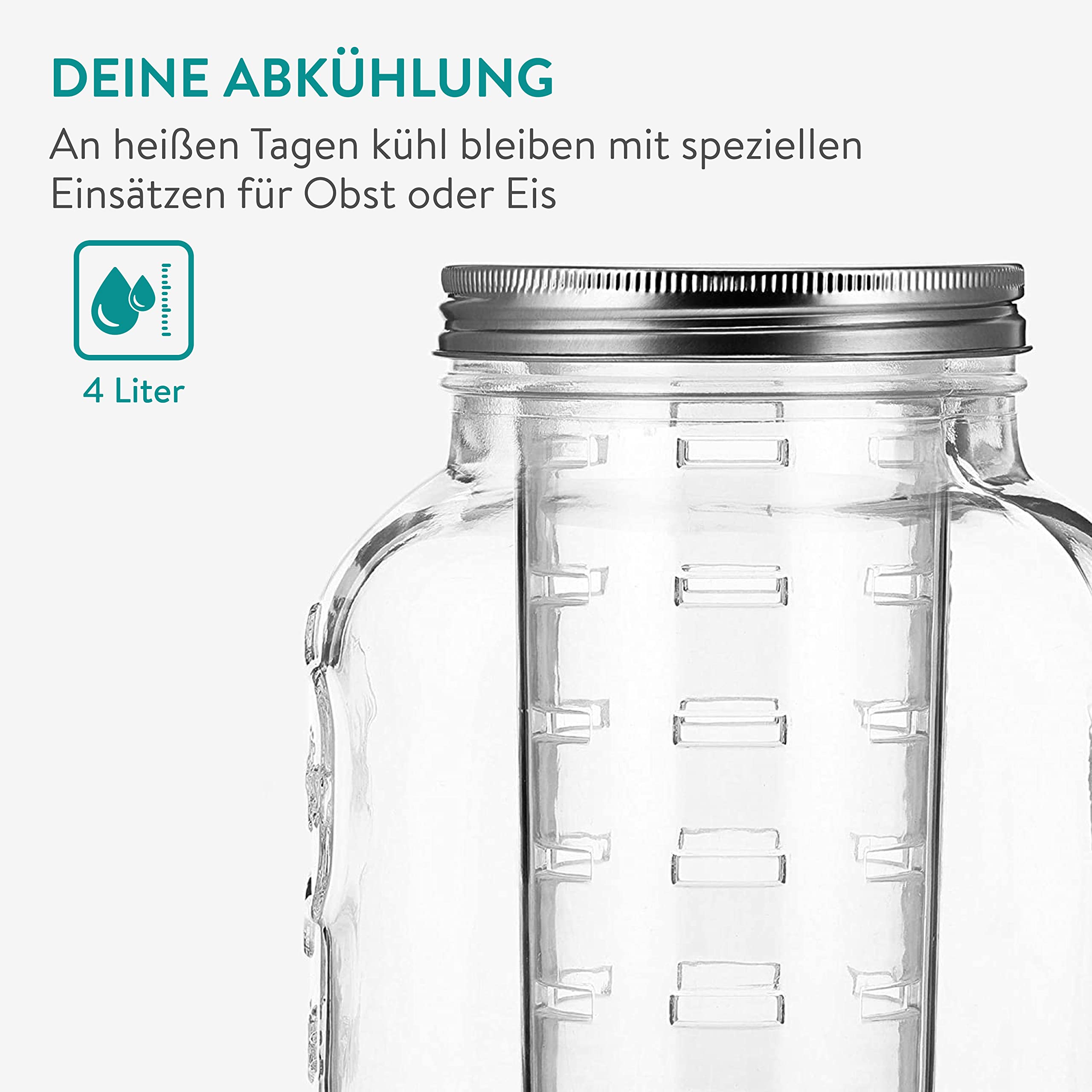 navaris-kitchen-wasserspender-4l-glas-zapfhahn-fruchteinsatz image 4