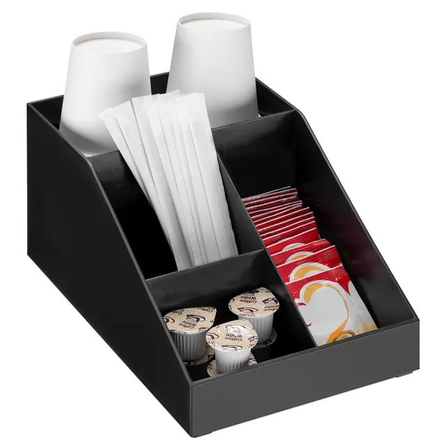 navaris-kaffee-organizer-kaffeebar-4-f-cher-aufbewahrungsbox-schwarz image 1
