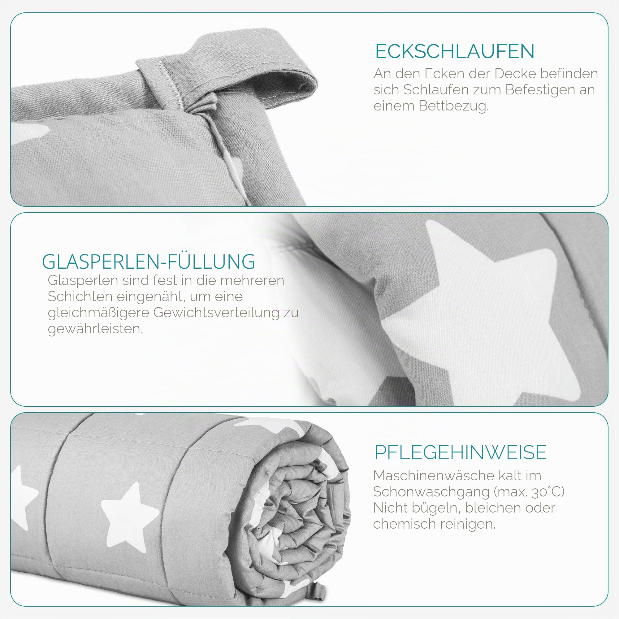 navaris-living-gewichtsdecke-135x200-4-8kg-baumwolle-sterne image 6