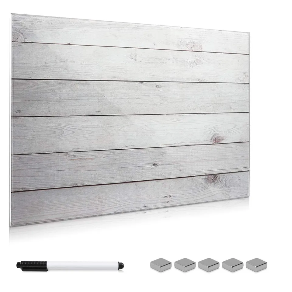 navaris-magnettafel-glas-90x60-cm-holzoptik-beschreibbar image 1
