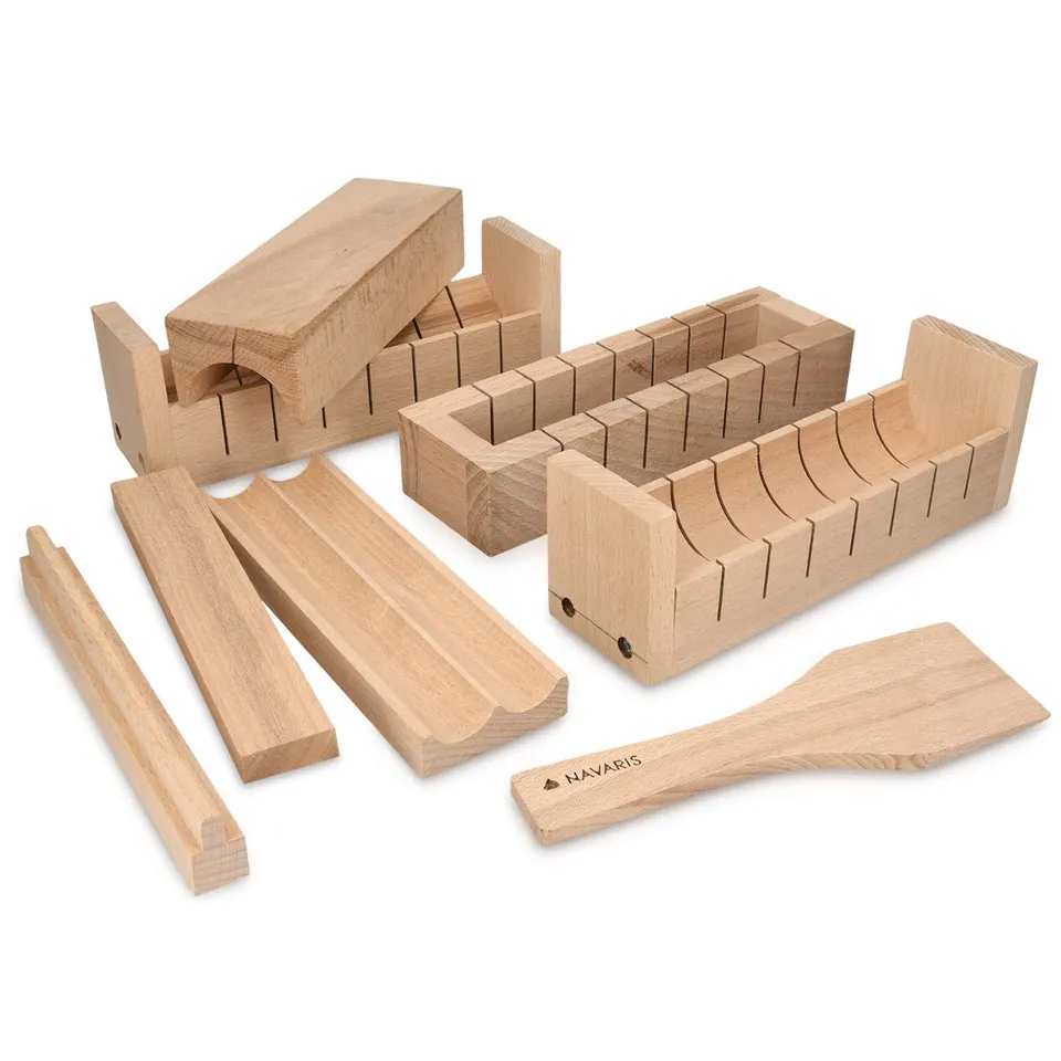 navaris-kitchen-sushi-set-holz-8-teilig-sushi-maker-buche image 1