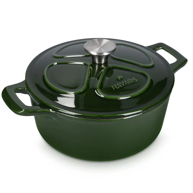 navaris-kitchen-gusseisen-topf-3-5l-24cm-gr-n-emailliert image 1