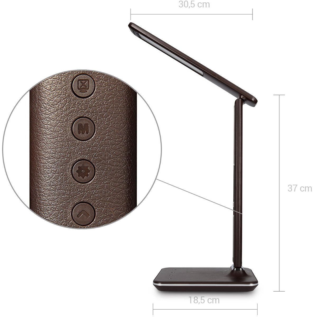 navaris-led-tischlampe-schreibtischlampe-braun-mit-wecker image 4