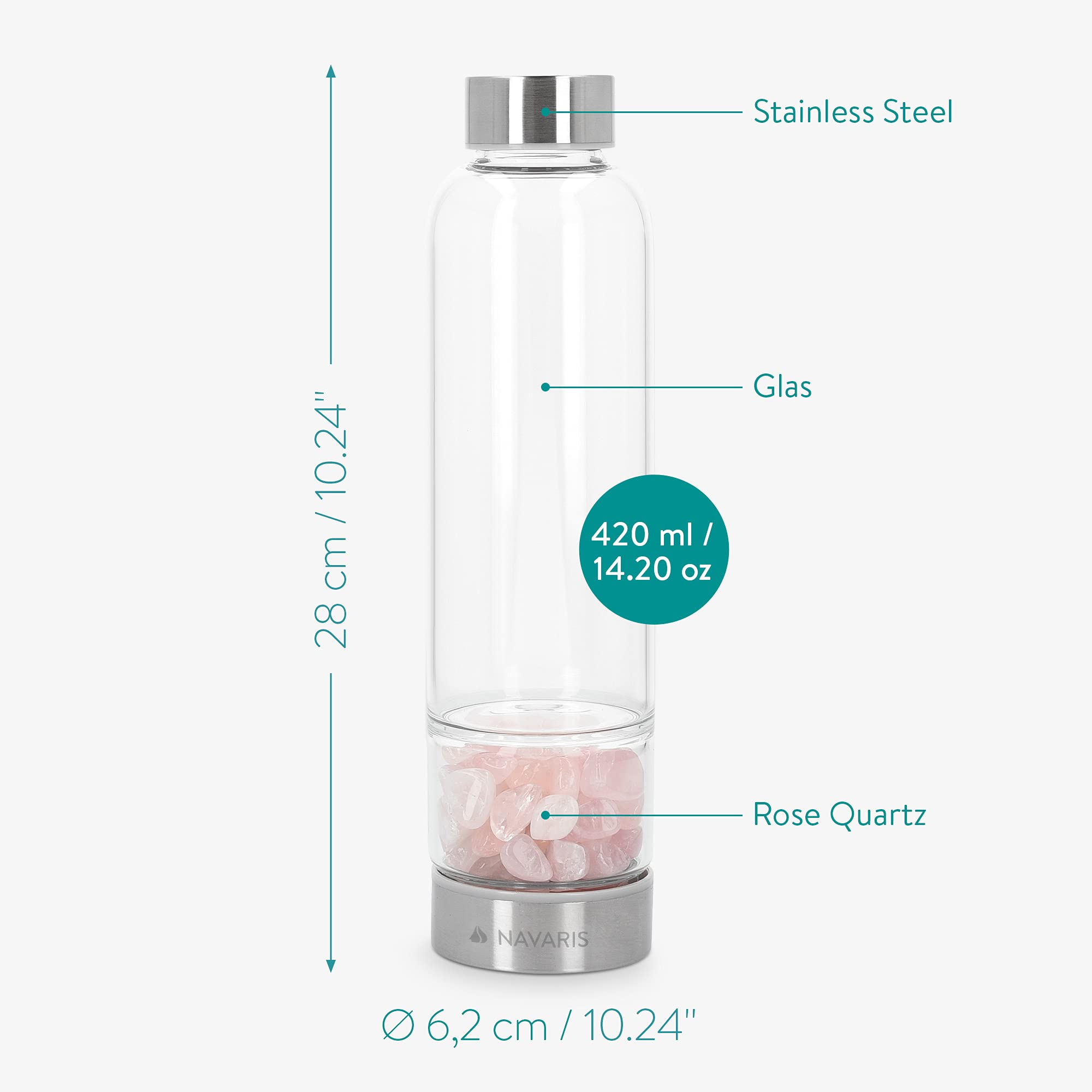 navaris-wasserflasche-glas-420ml-mit-mineralstein-neopren image 3