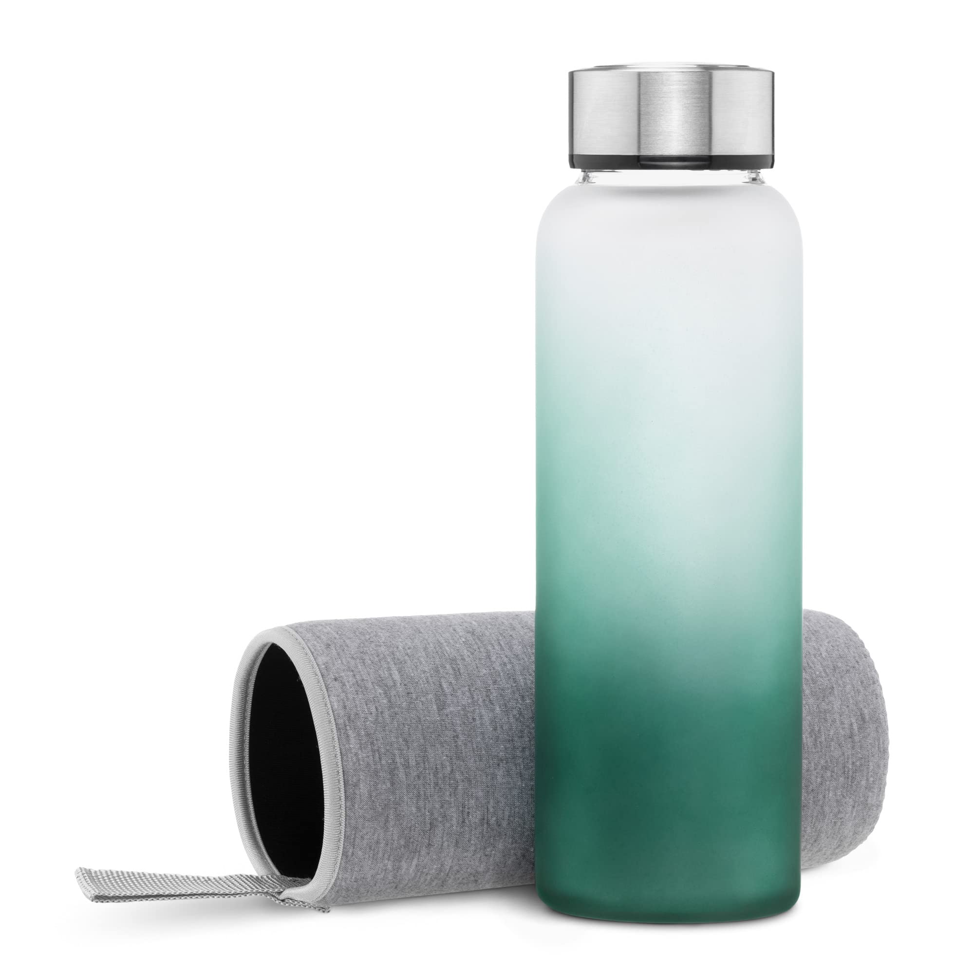navaris-kitchen-glasflasche-950ml-trinkflasche-gr-n-mit-neoprenh-lle image 1