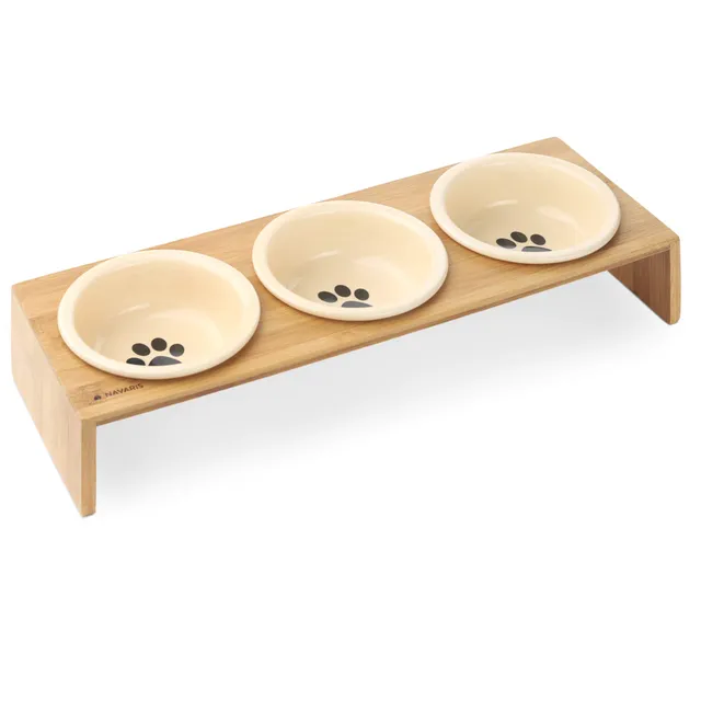 navaris-animals-futterstation-3er-keramiknapf-wei-360-ml image 1