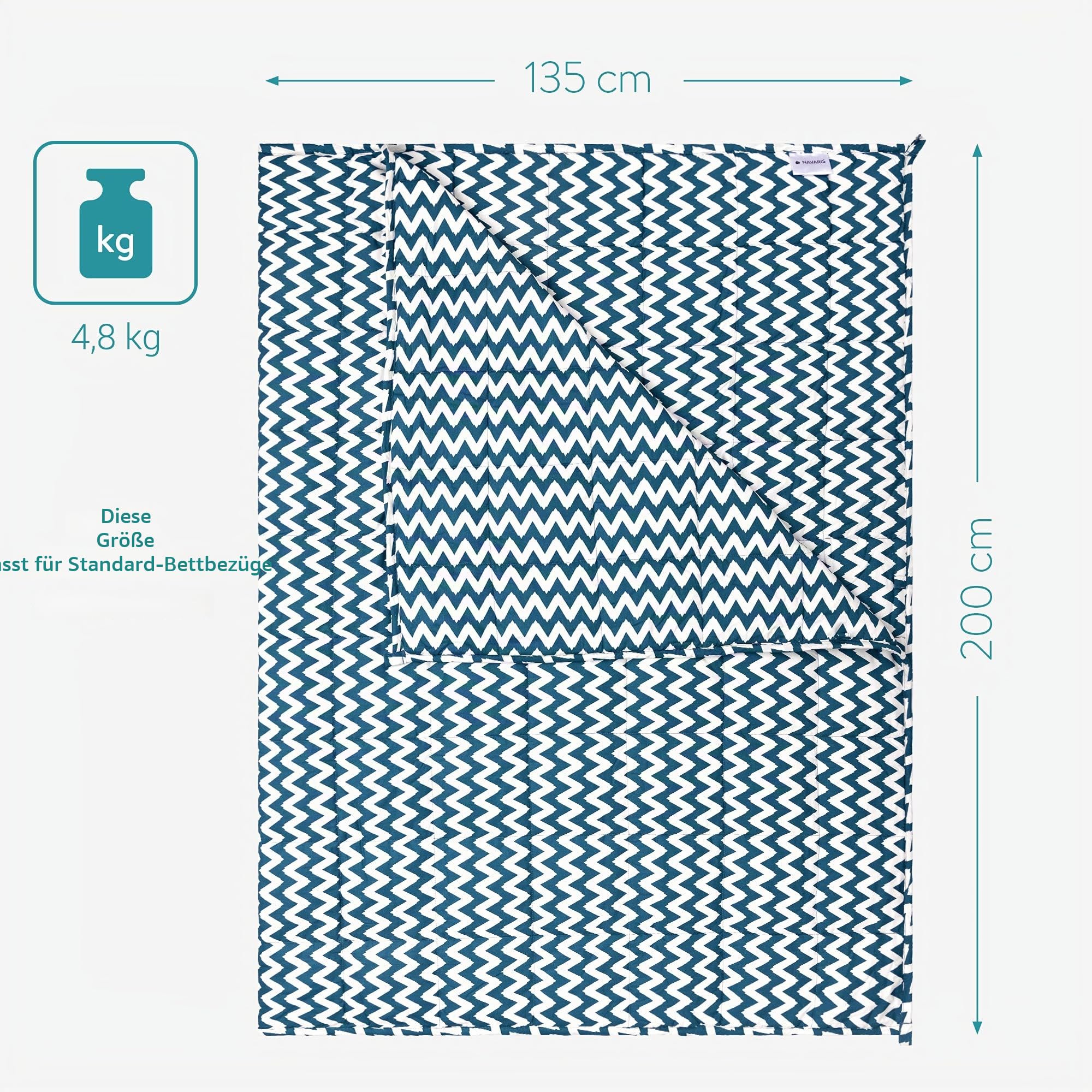navaris-living-gewichtsdecke-135x200-4-8-kg-zickzack-baumwolle image 4