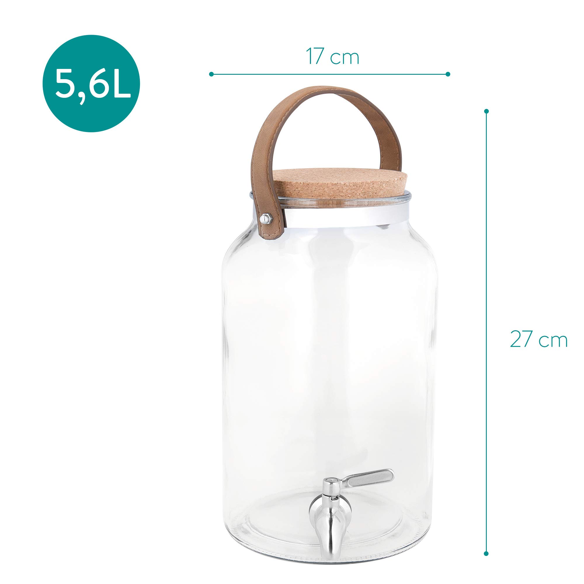 navaris-getr-nkespender-glas-5-6l-zapfhahn-kork-deckel image 5