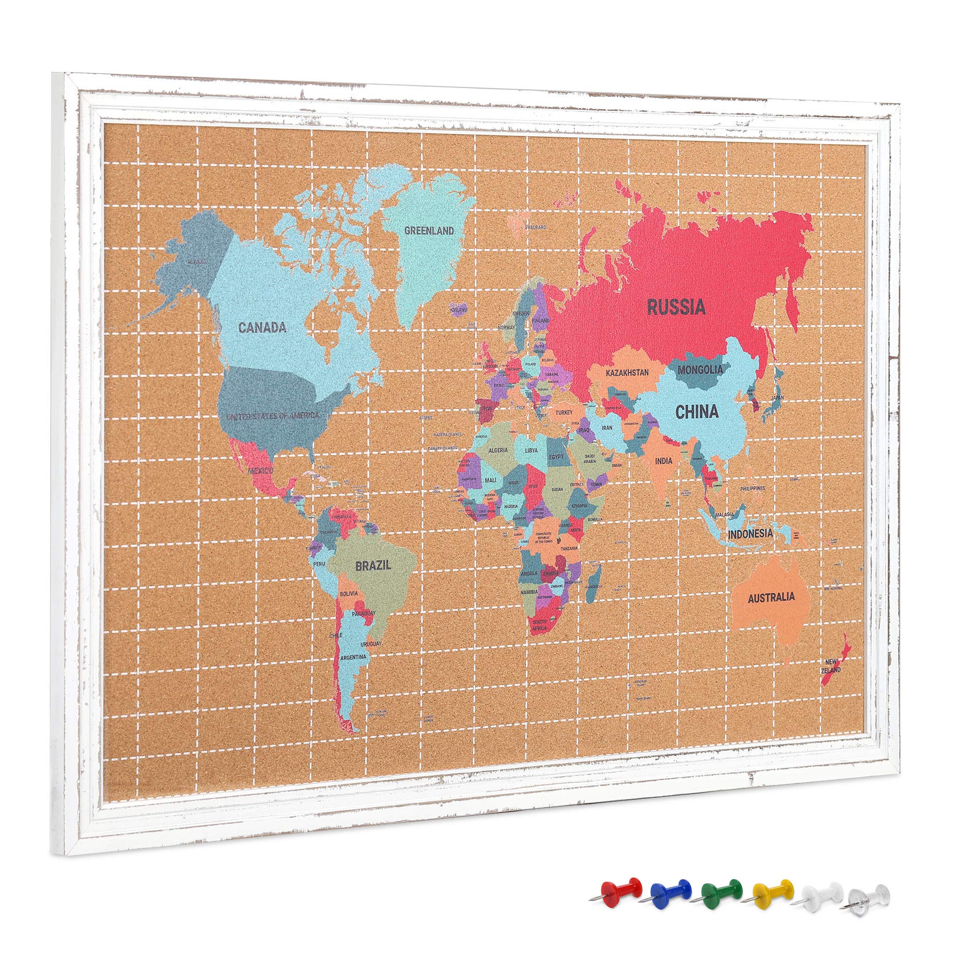 navaris-kork-pinnwand-weltkarte-60x90cm-mit-rahmen image 1
