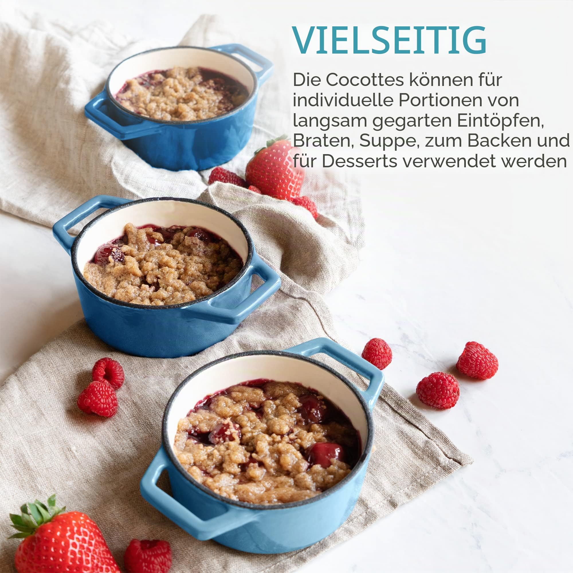 navaris-kitchen-mini-cocotte-4er-gusseisen-blau-backofenfest image 3