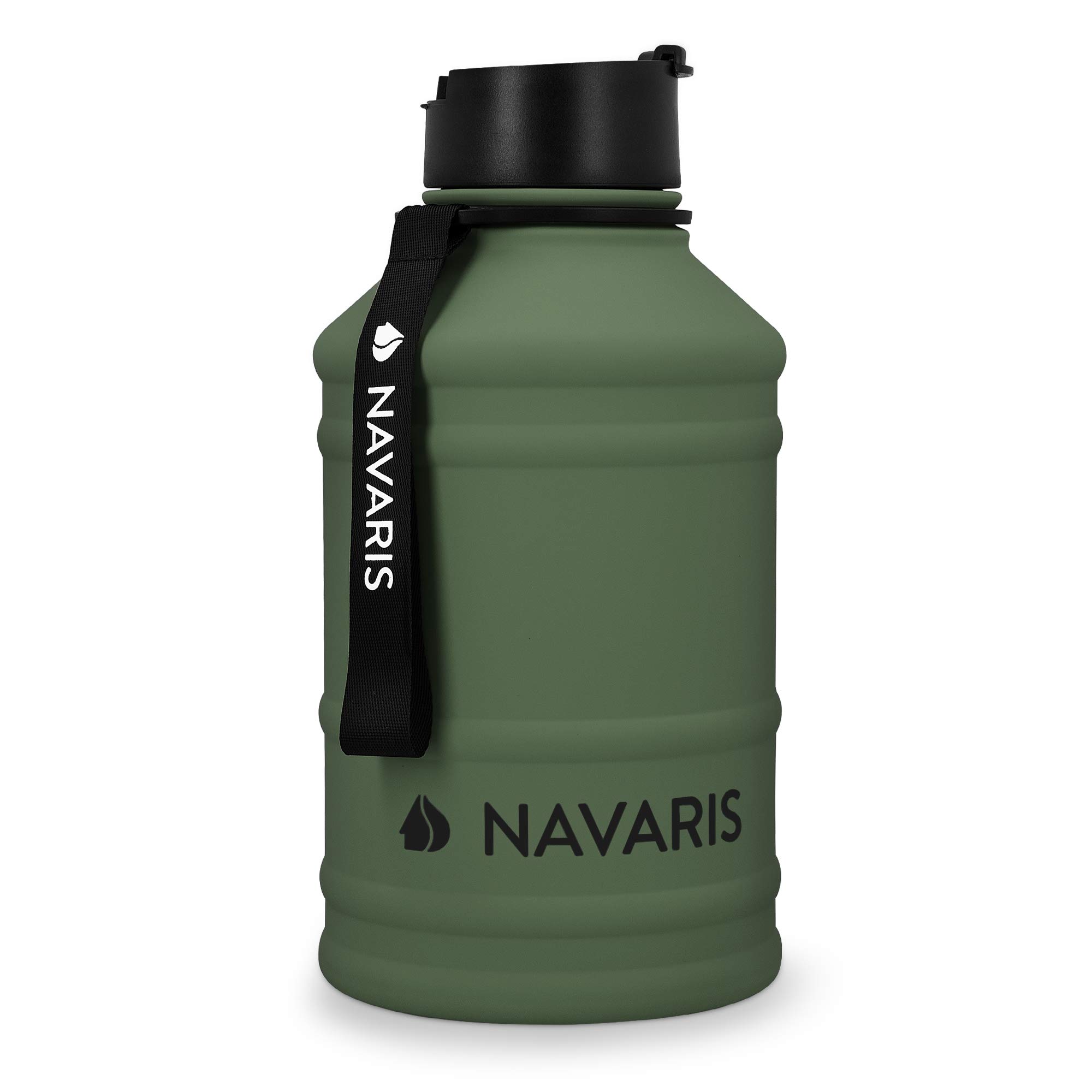 navaris-sport-trinkflasche-edelstahl-2-2l-dunkelgr-n-bpa-frei image 1