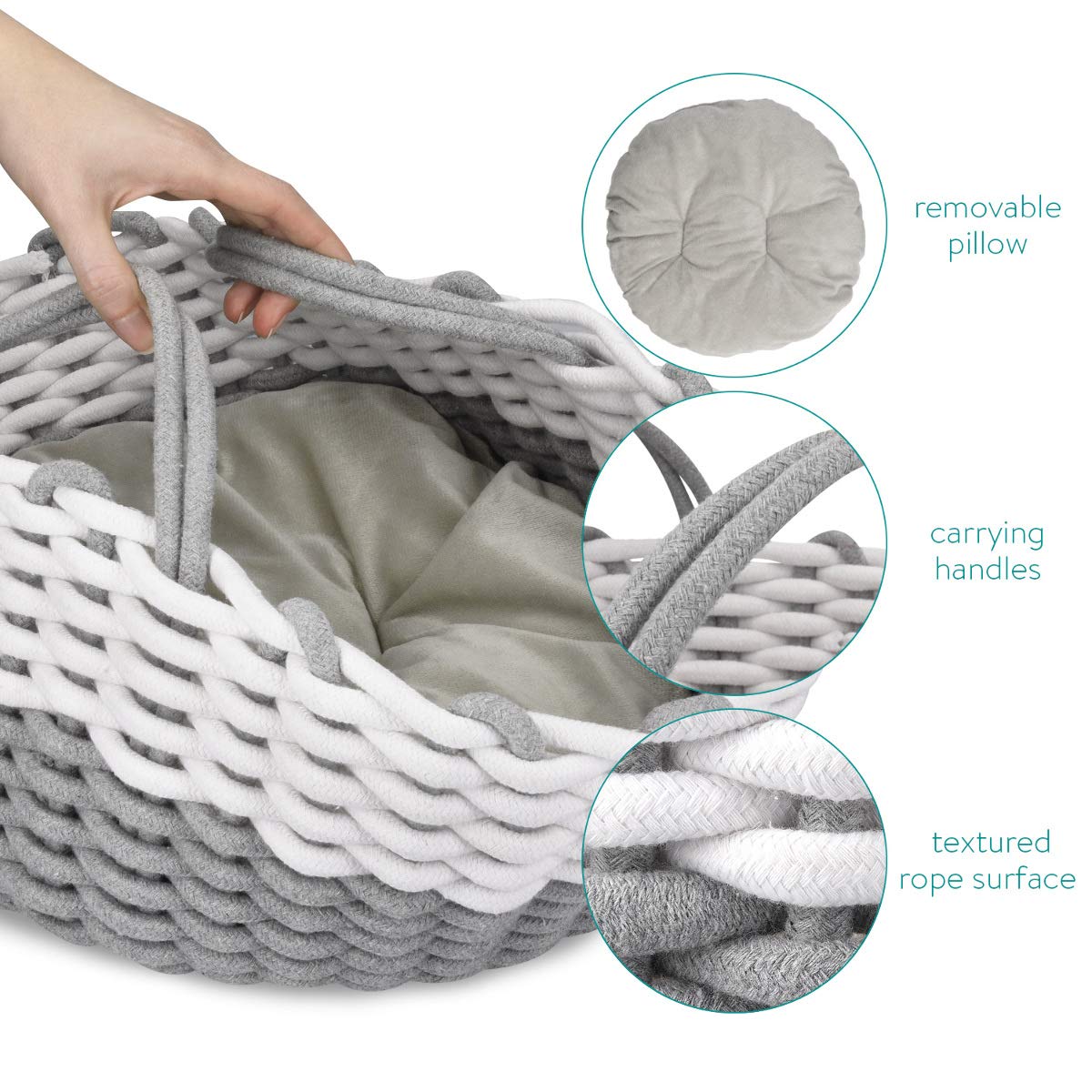navaris-katzenkorb-stoff-korboptik-mit-kissen-38cm image 6