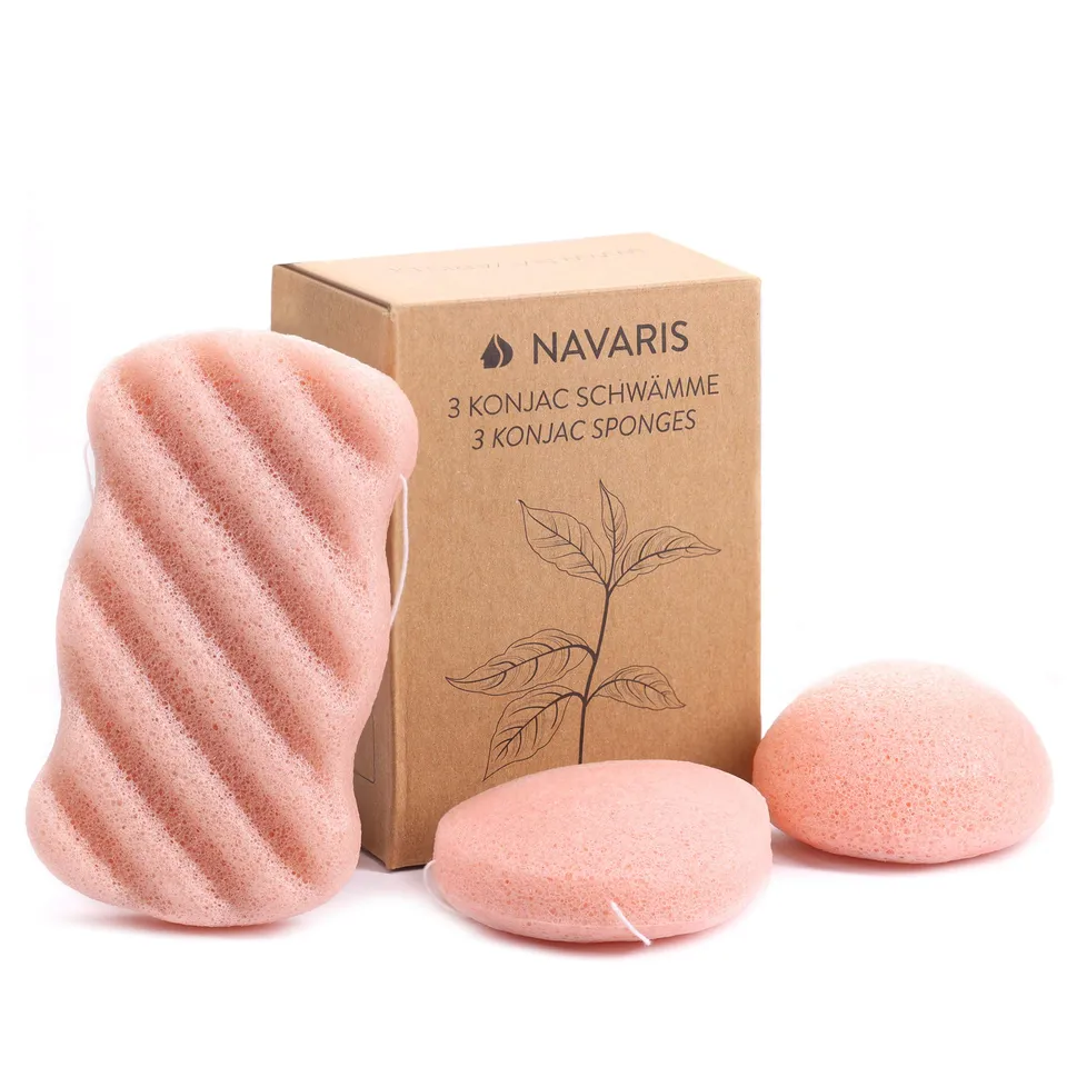 navaris-konjac-schwamm-rosa-tonerde-gesichtsschwamm-3er-set image 1
