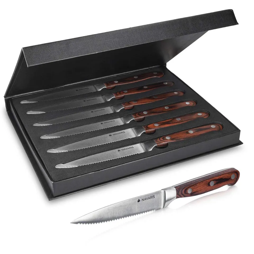 navaris-steakmesser-set-6-tlg-holzgriff-wellenschliff-geschenkbox image 1