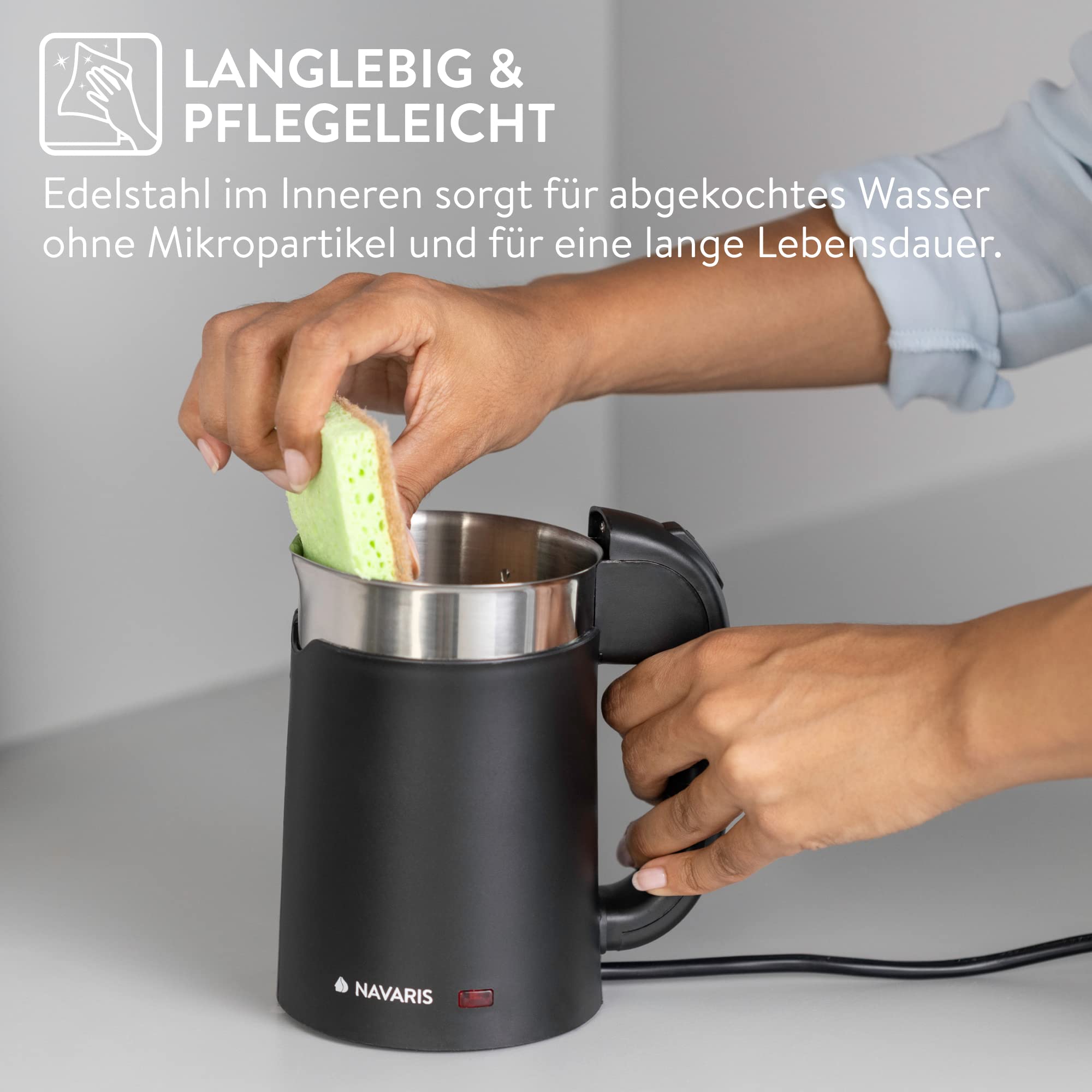 navaris-reisewasserkocher-0-5-l-schwarz-1100-w-mit-bechern image 2