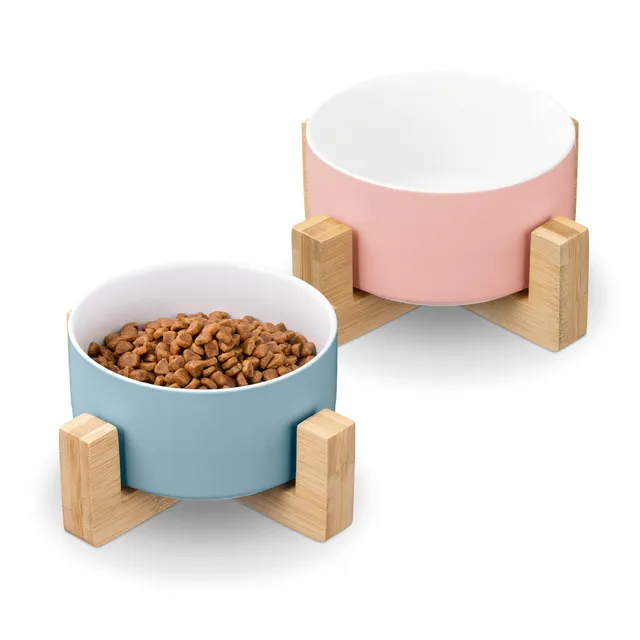 navaris-futternapf-keramik-hund-katze-blau-rosa-2er-set image 1