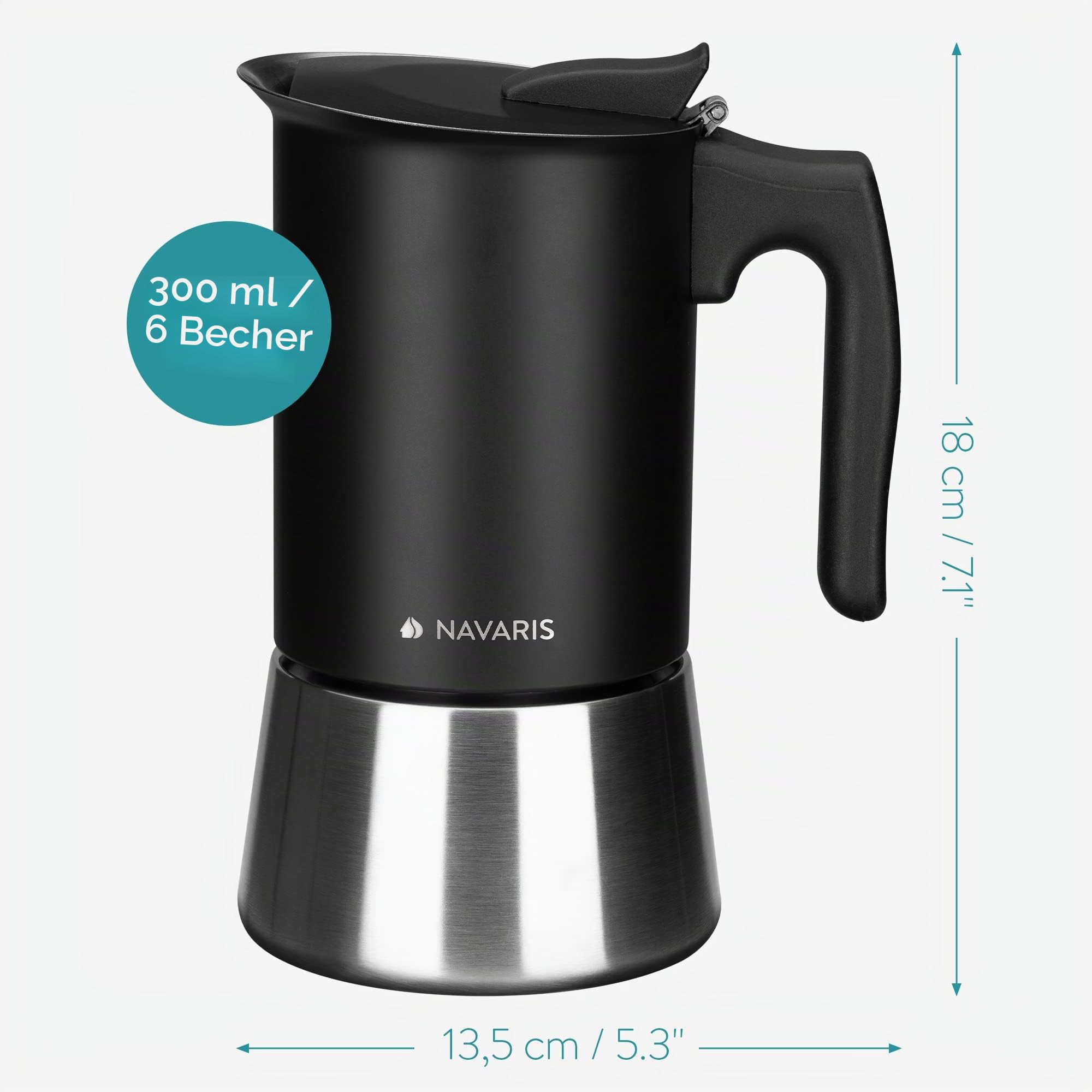 navaris-kitchen-espressokocher-6-tassen-edelstahl-schwarz-300ml image 6