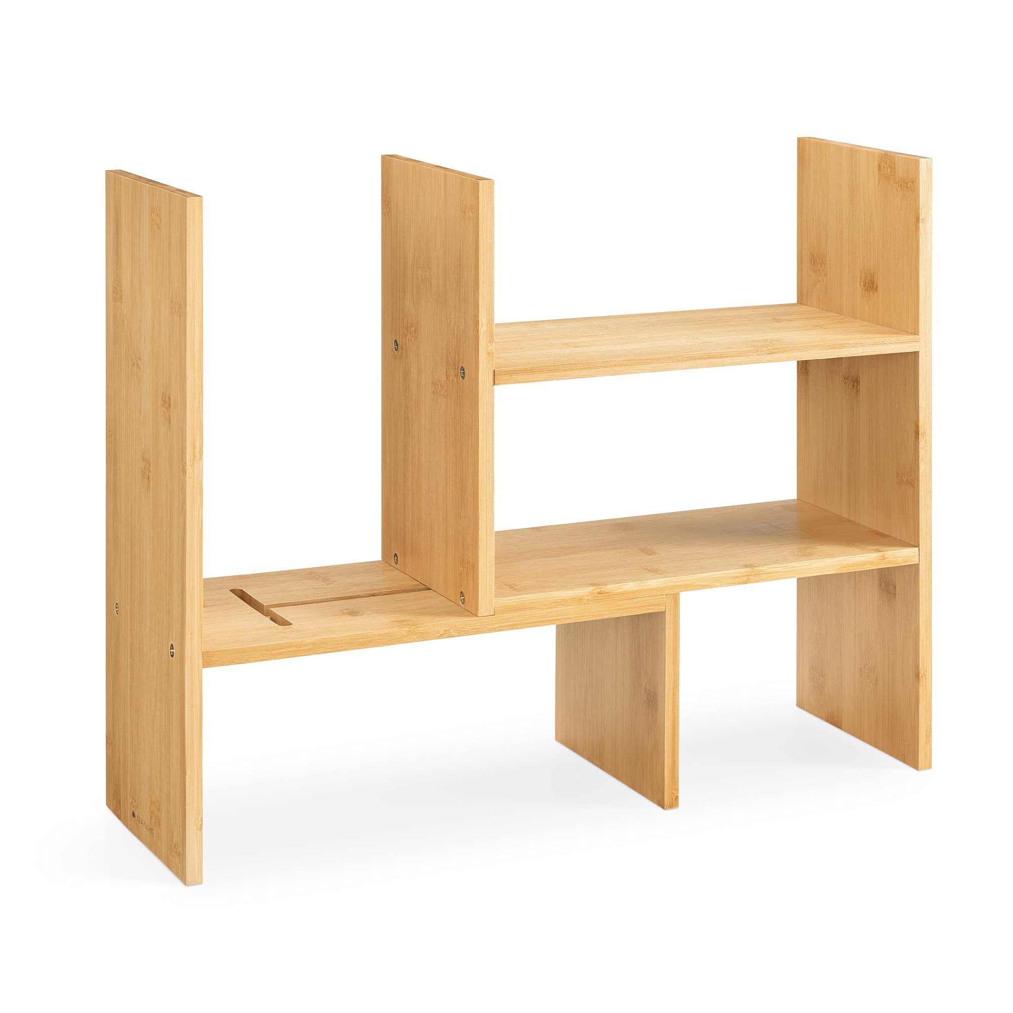 navaris-schreibtisch-organizer-bambus-eckregal-verstellbar-51cm image 1