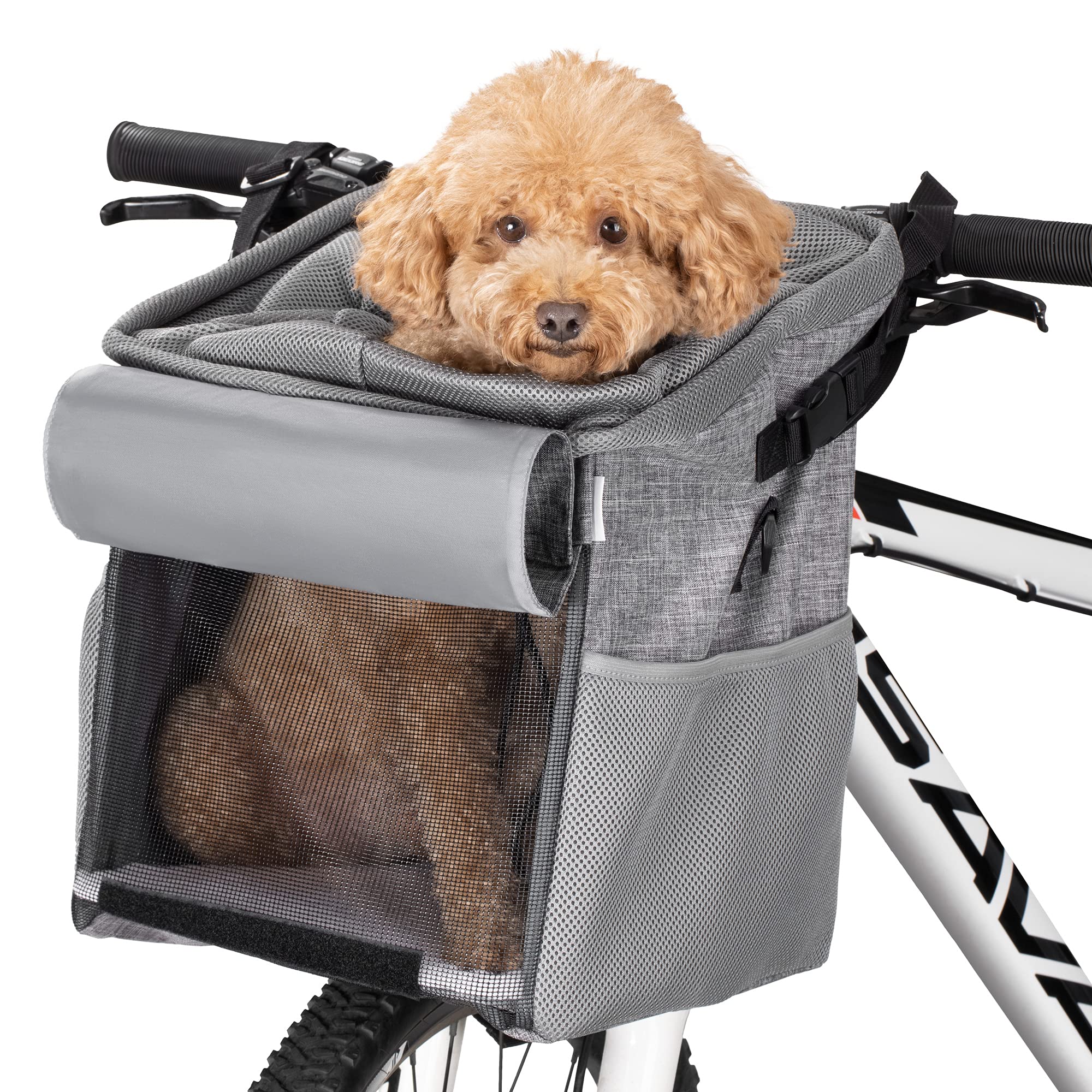 navaris-hundekorb-fahrrad-transportrucksack-grau-10-kg image 1