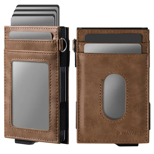 navaris-beauty-pop-up-geldb-rse-kartenetui-braun-rfid image 1