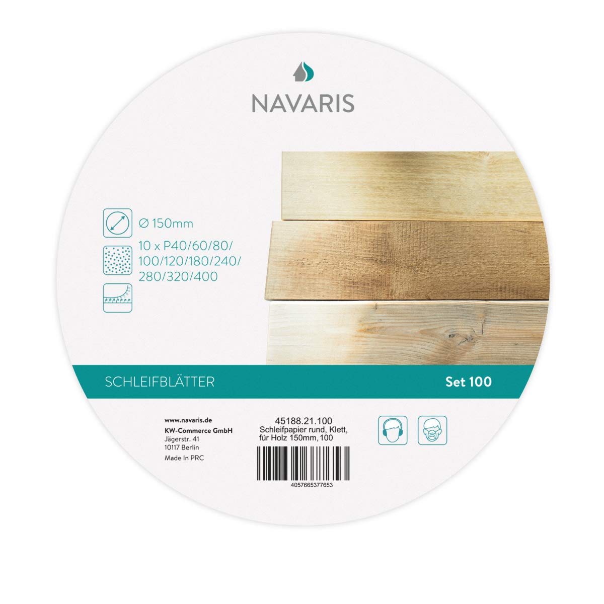 navaris-schleifpapier-150mm-klett-100er-set-p40-400-holz-metall image 7