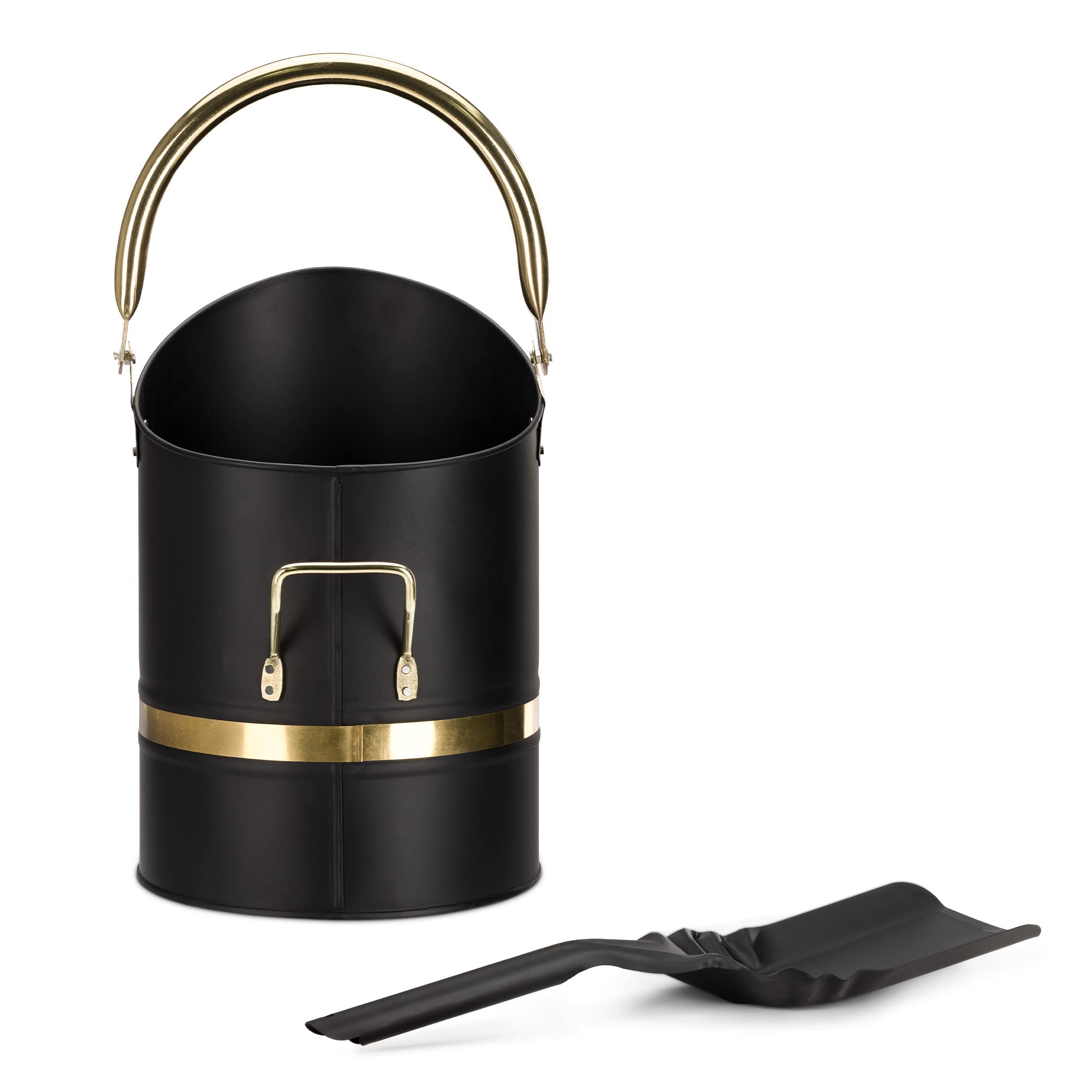 navaris-living-ascheeimer-mit-schaufel-metalleimer-schwarz-gold image 6