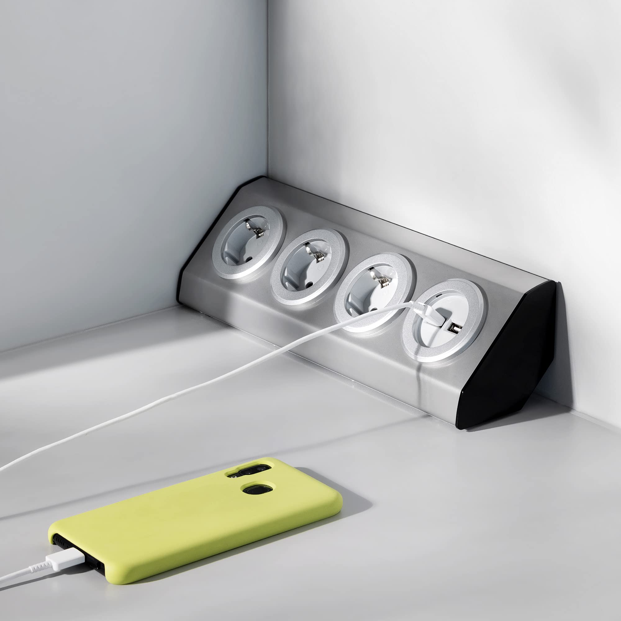 navaris-office-k-chensteckdose-3-fach-edelstahl-usb-silber image 2