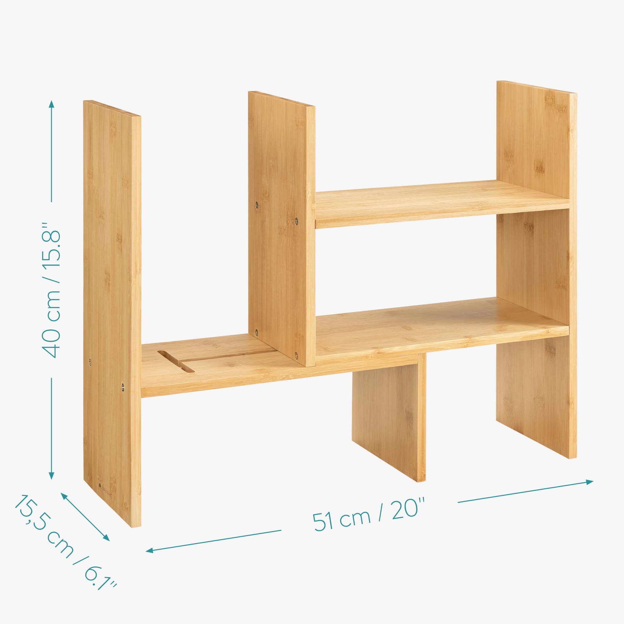 navaris-schreibtisch-organizer-bambus-eckregal-verstellbar-51cm image 3