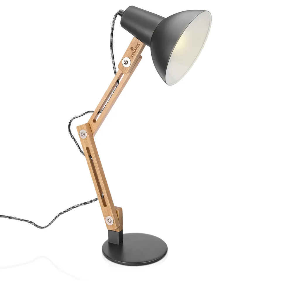 navaris-lighting-holz-schreibtischlampe-e27-dunkelgrau-verstellbar image 1