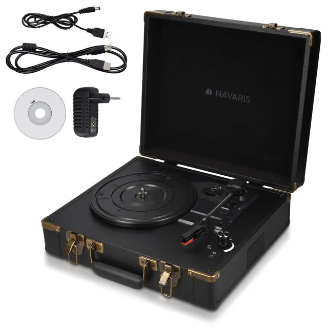 navaris-retro-koffer-plattenspieler-usb-schwarz-schwarz image 1