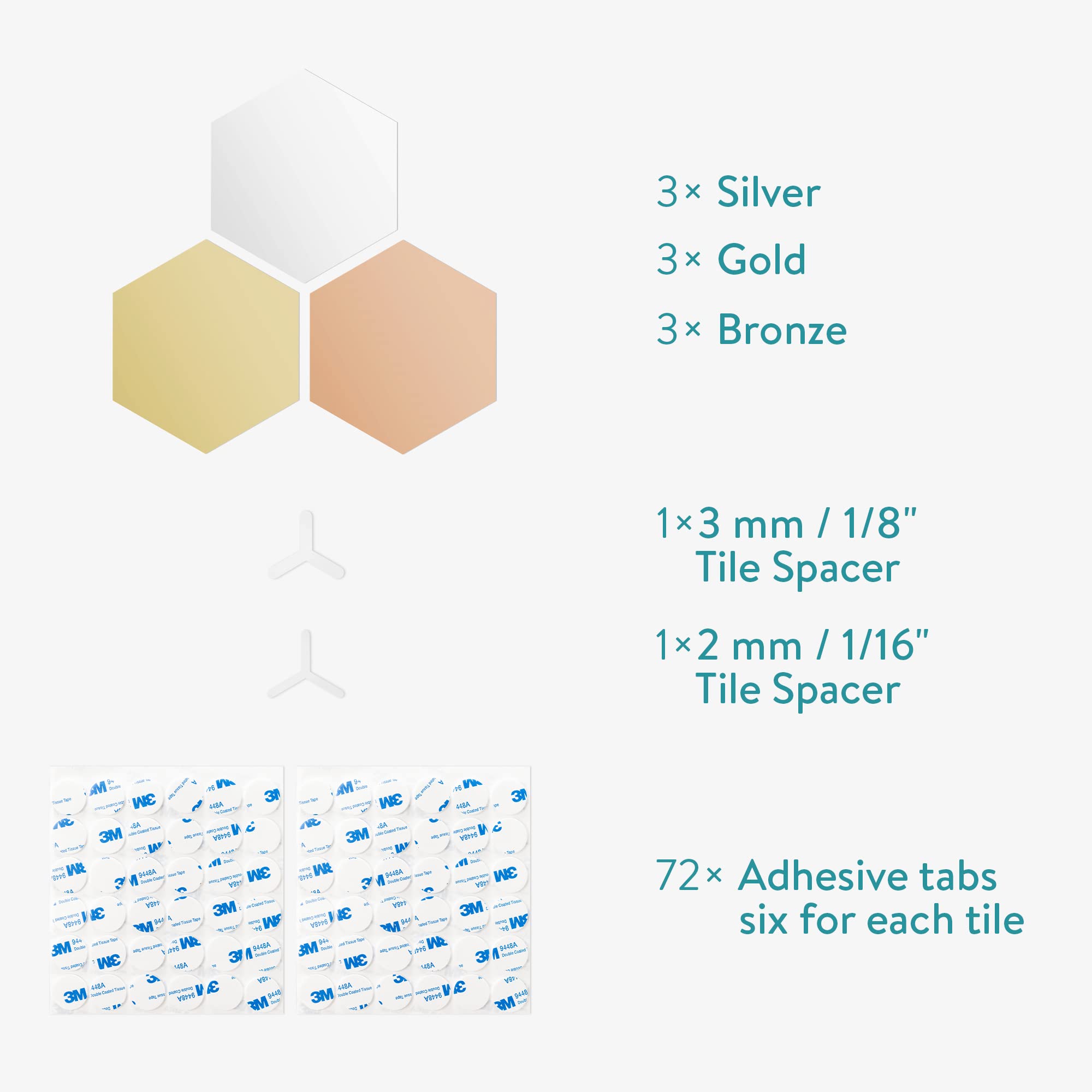 navaris-living-acrylic-hexagon-tiles-12er-set-b-gold-silber-bronze image 8