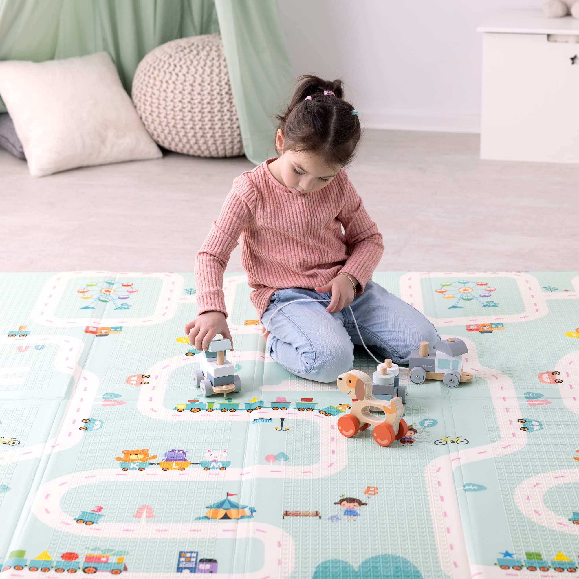navaris-children-baby-spielmatte-200x180-faltbar-gr-n-beige-wasserdicht image 8