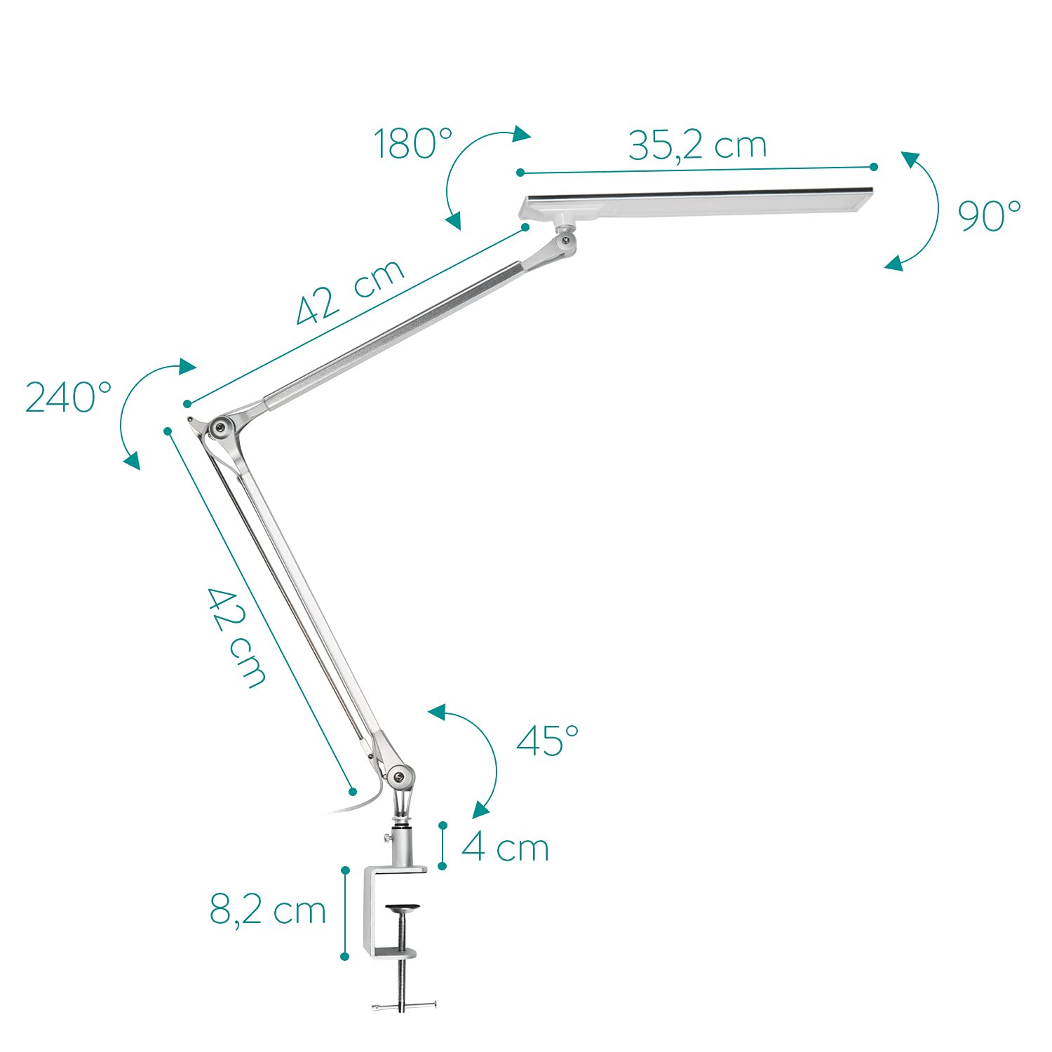 navaris-led-schreibtischlampe-silber-klemmleuchte-dimmbar-10w image 3