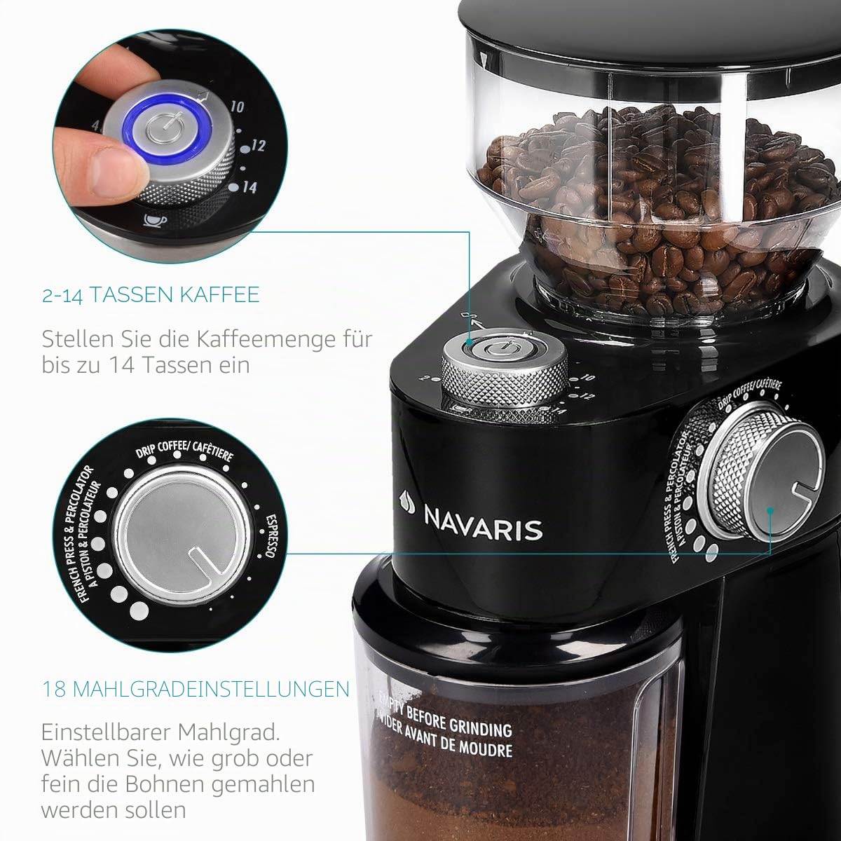 navaris-kitchen-elektrische-kaffeem-hle-scheibenmahlwerk-schwarz-250g image 4